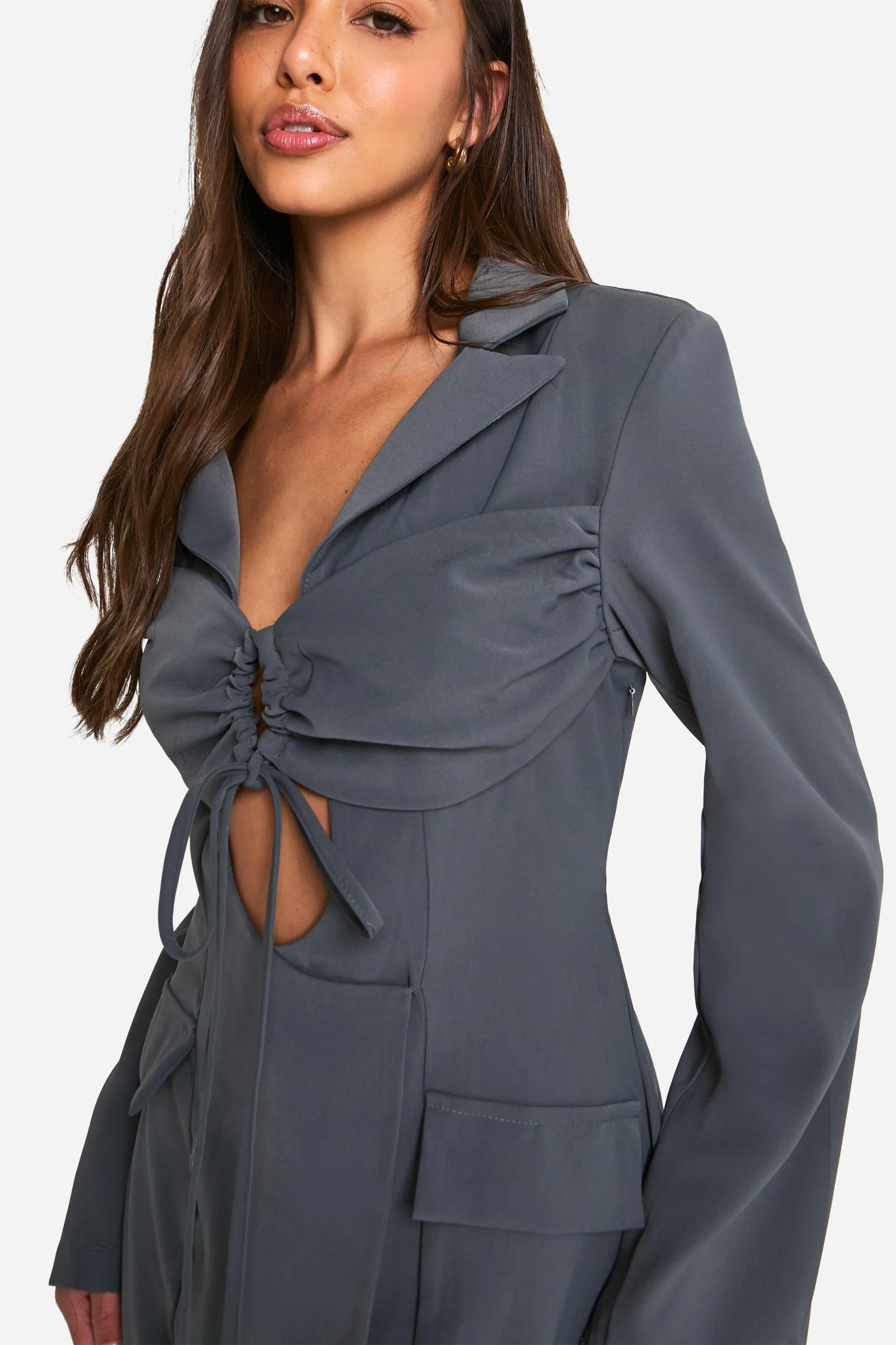 Tie Front Blazer Dress 4 Tie Front Blazer Dress