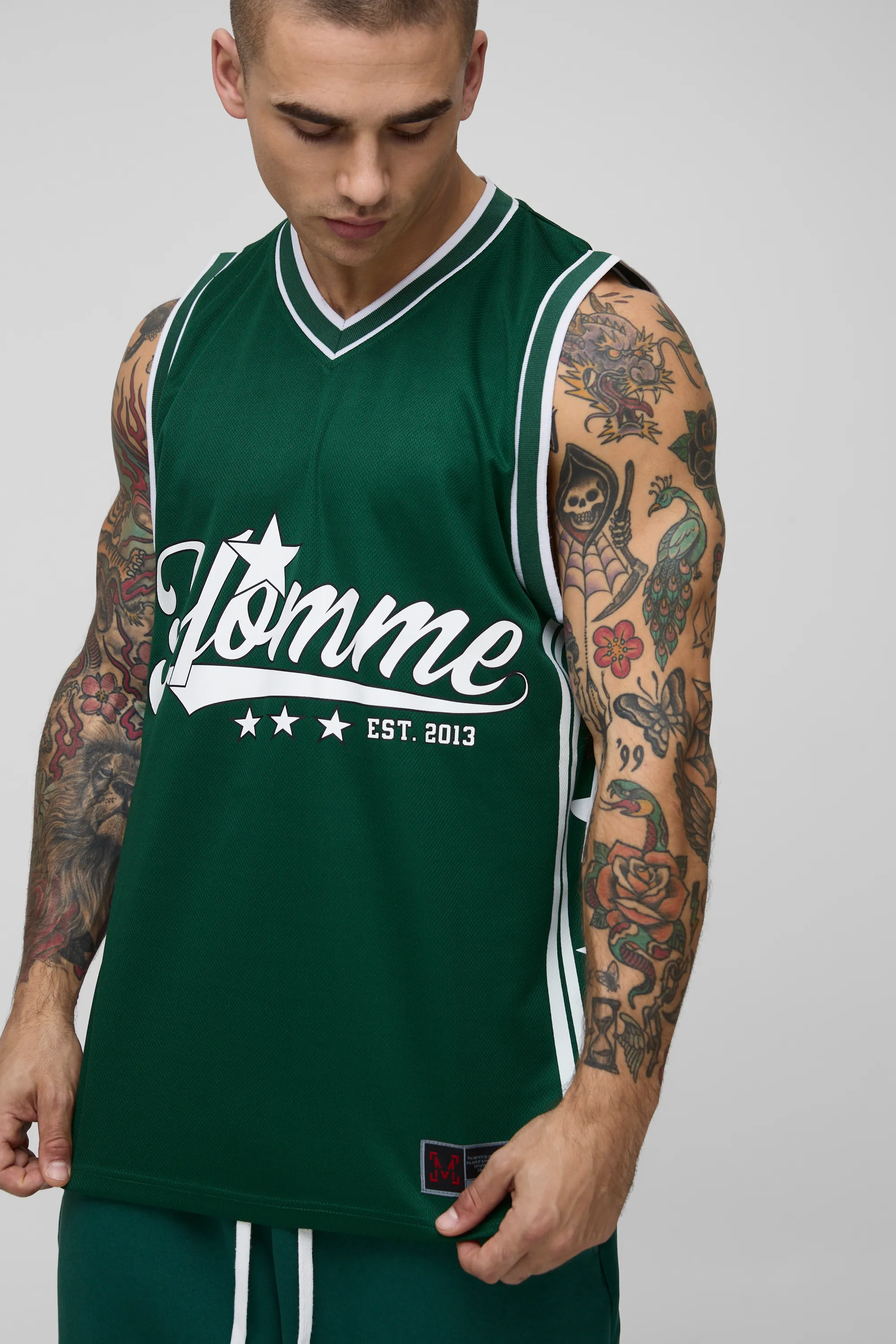 Oversized Homme V Neck Mesh Basketball Vest