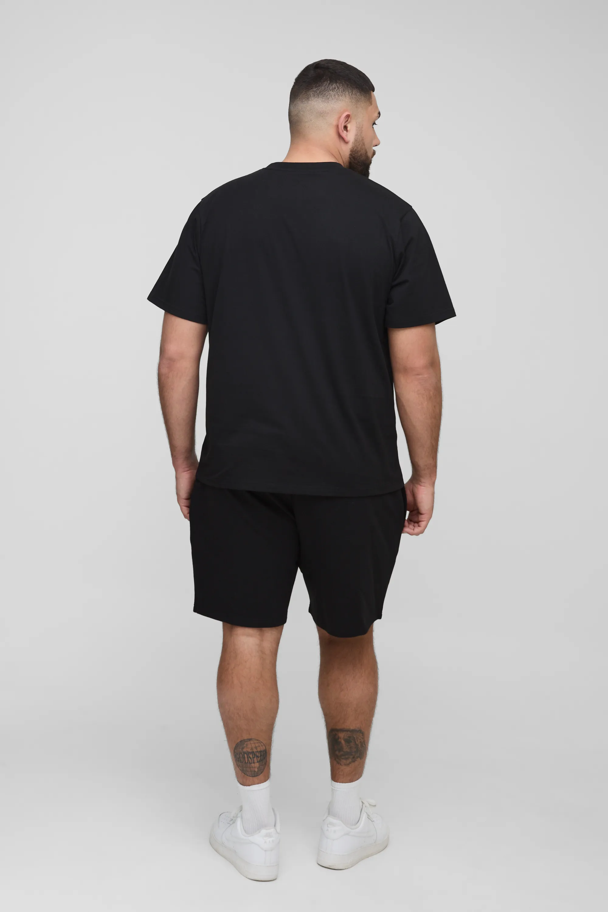 Plus Man Embroidered Regular Fit T-Shirt & Short Set 2 Plus Man Embroidered Regular Fit T-Shirt & Short Set