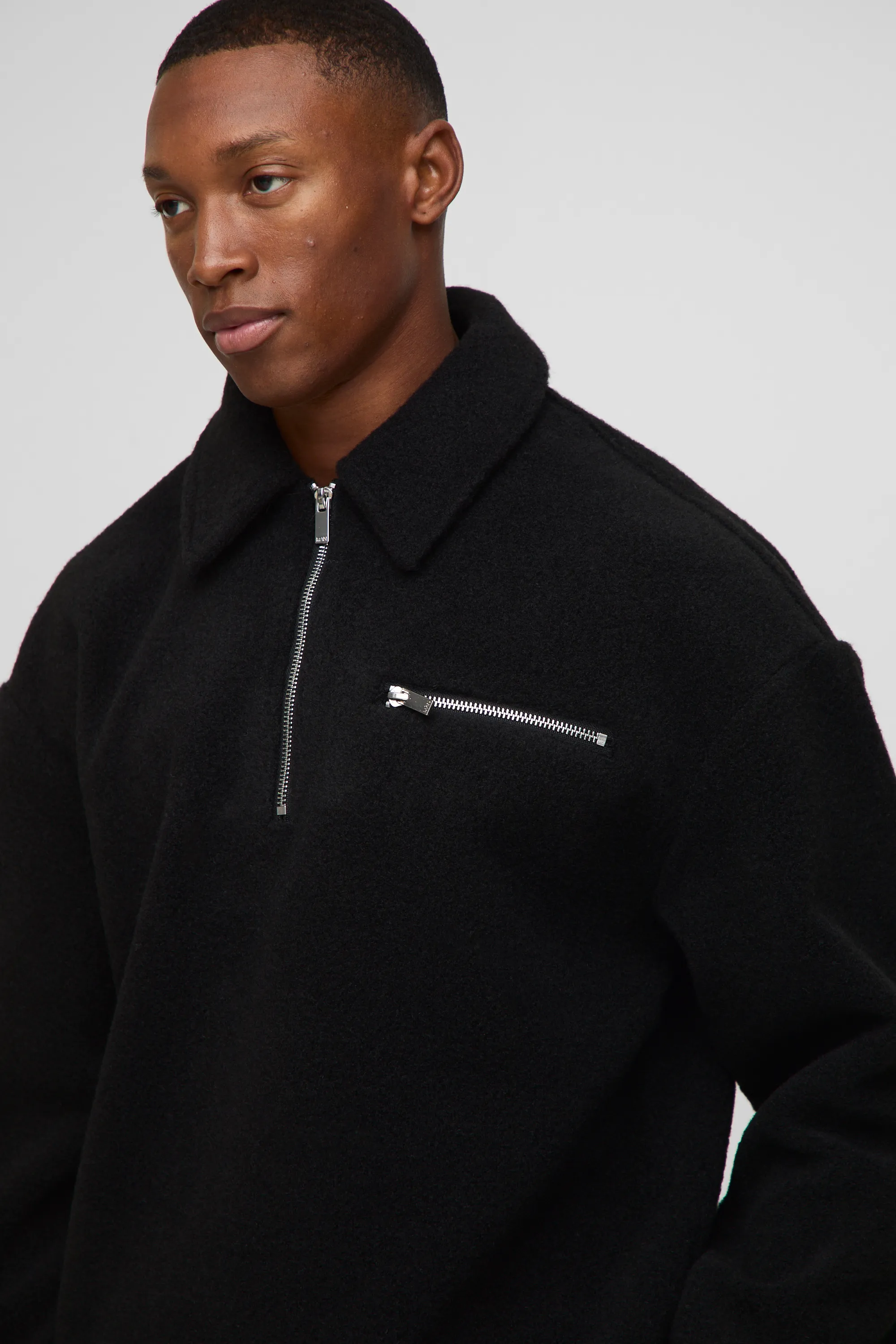 Oversized Wool Look 1/4 Zip Overhead Overshirt 3 Oversized Wool Look 1/4 Zip Overhead Overshirt