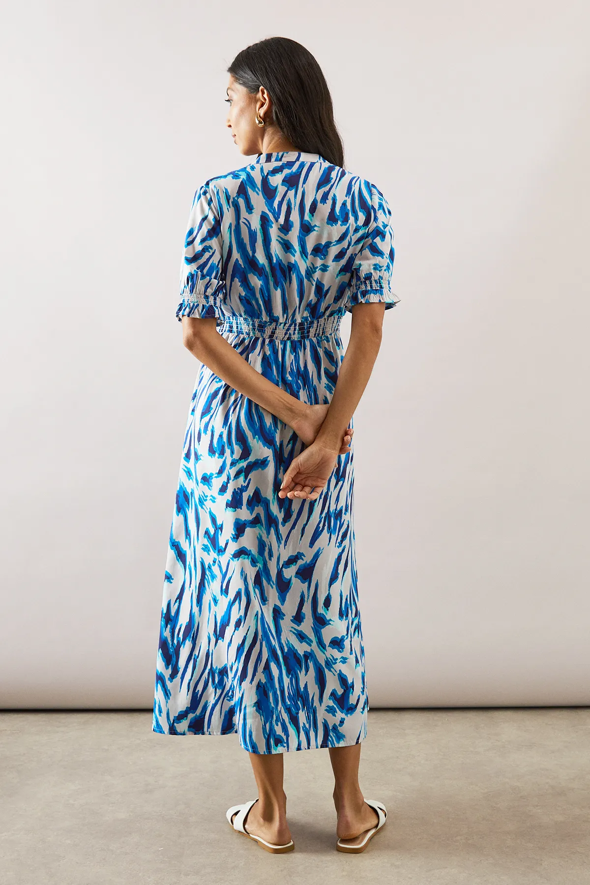 Animal Collarless Midi Shirt Dress 3 Animal Collarless Midi Shirt Dress