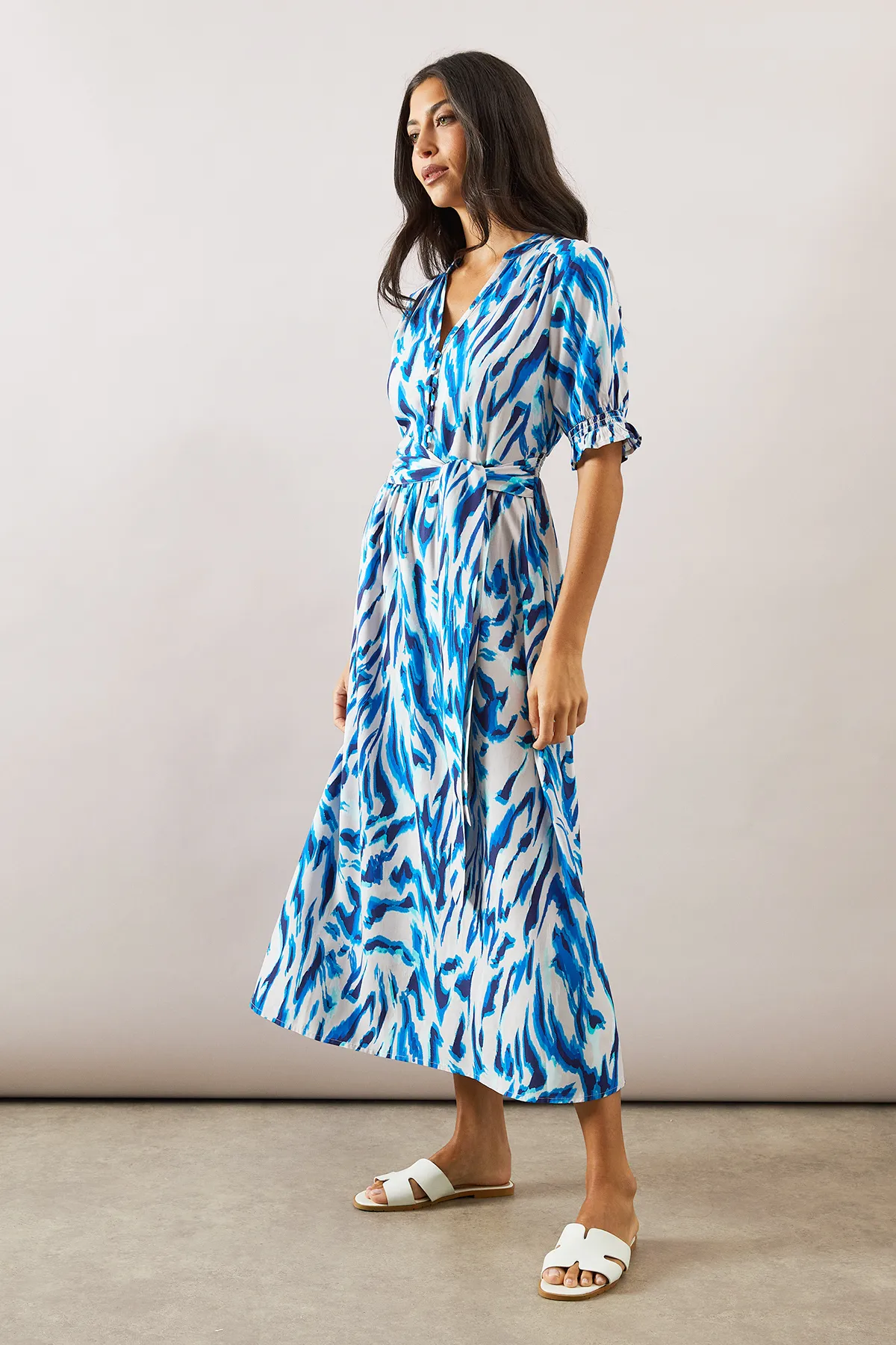 Animal Collarless Midi Shirt Dress 4 Animal Collarless Midi Shirt Dress