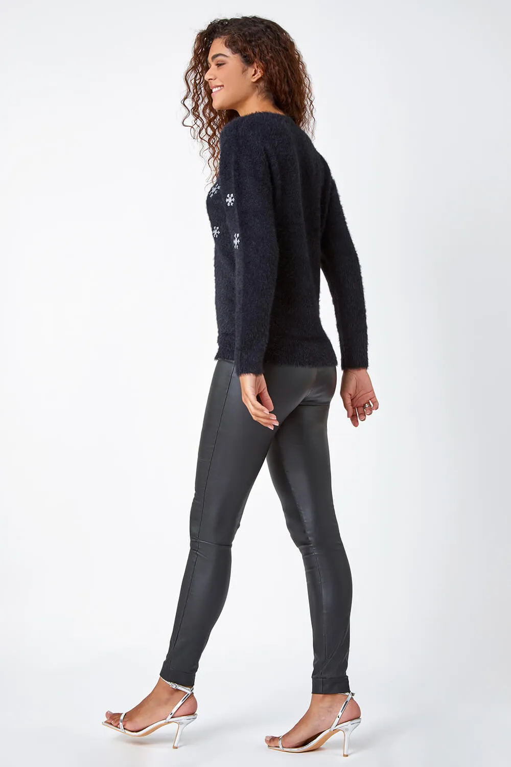 Snowflake Sequin Fluffy Stretch Jumper 3 Snowflake Sequin Fluffy Stretch Jumper