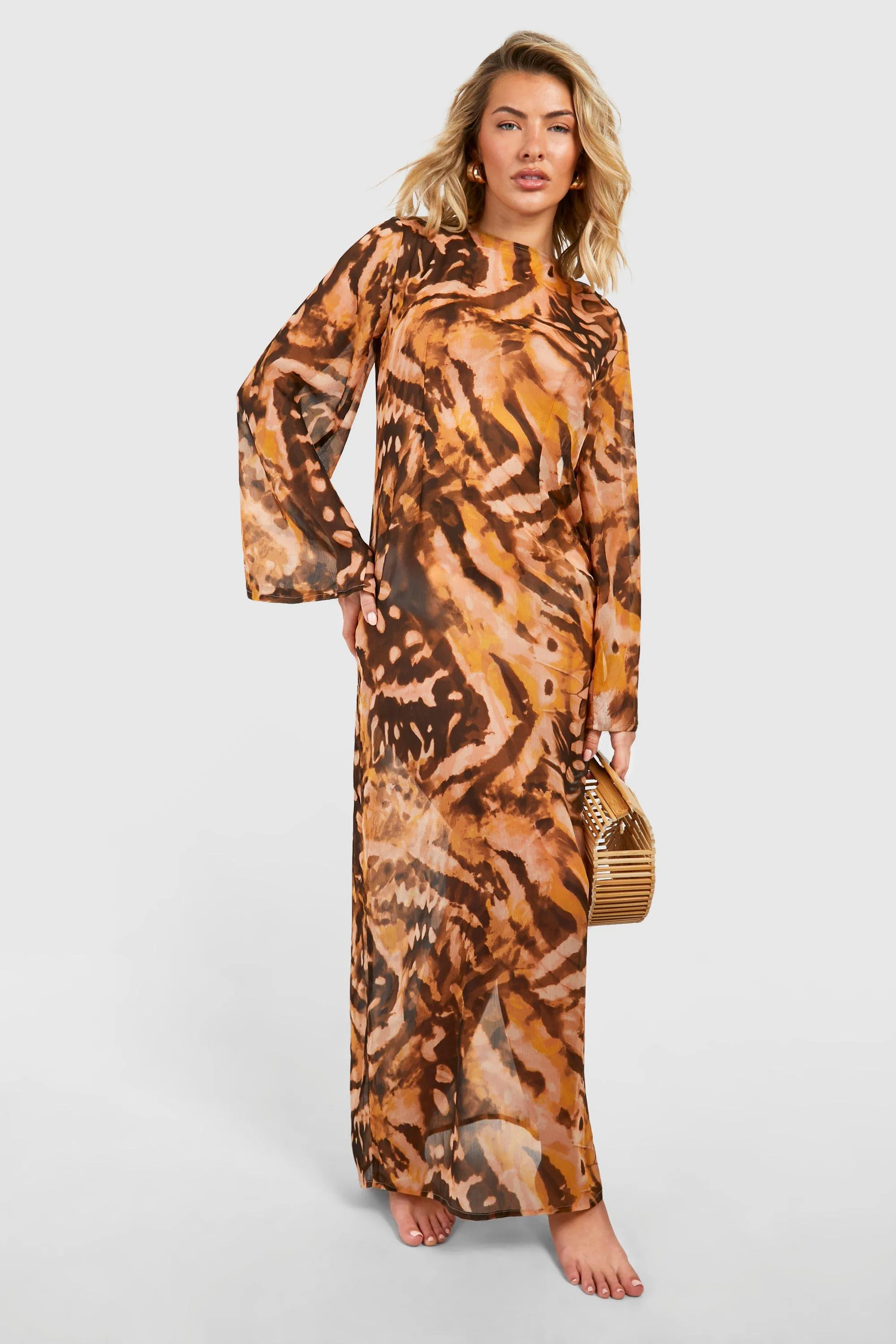 Printed Open Back Beach Mini Dress