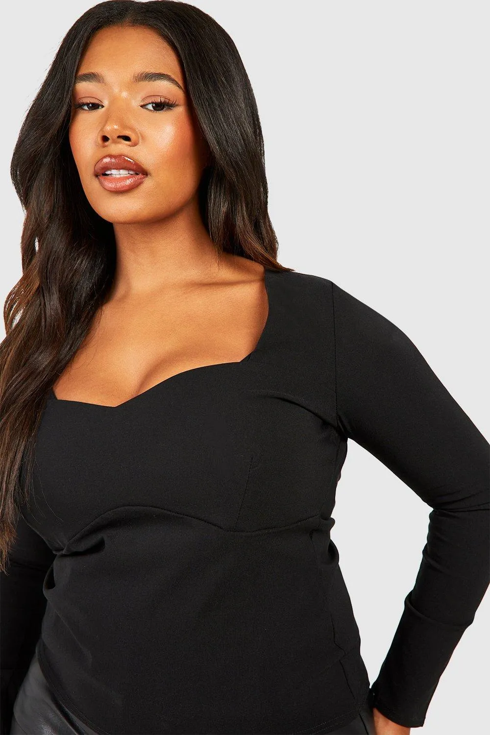 Plus Square Neck Sweetheart Bengaline Corset Top 4 Plus Square Neck Sweetheart Bengaline Corset Top