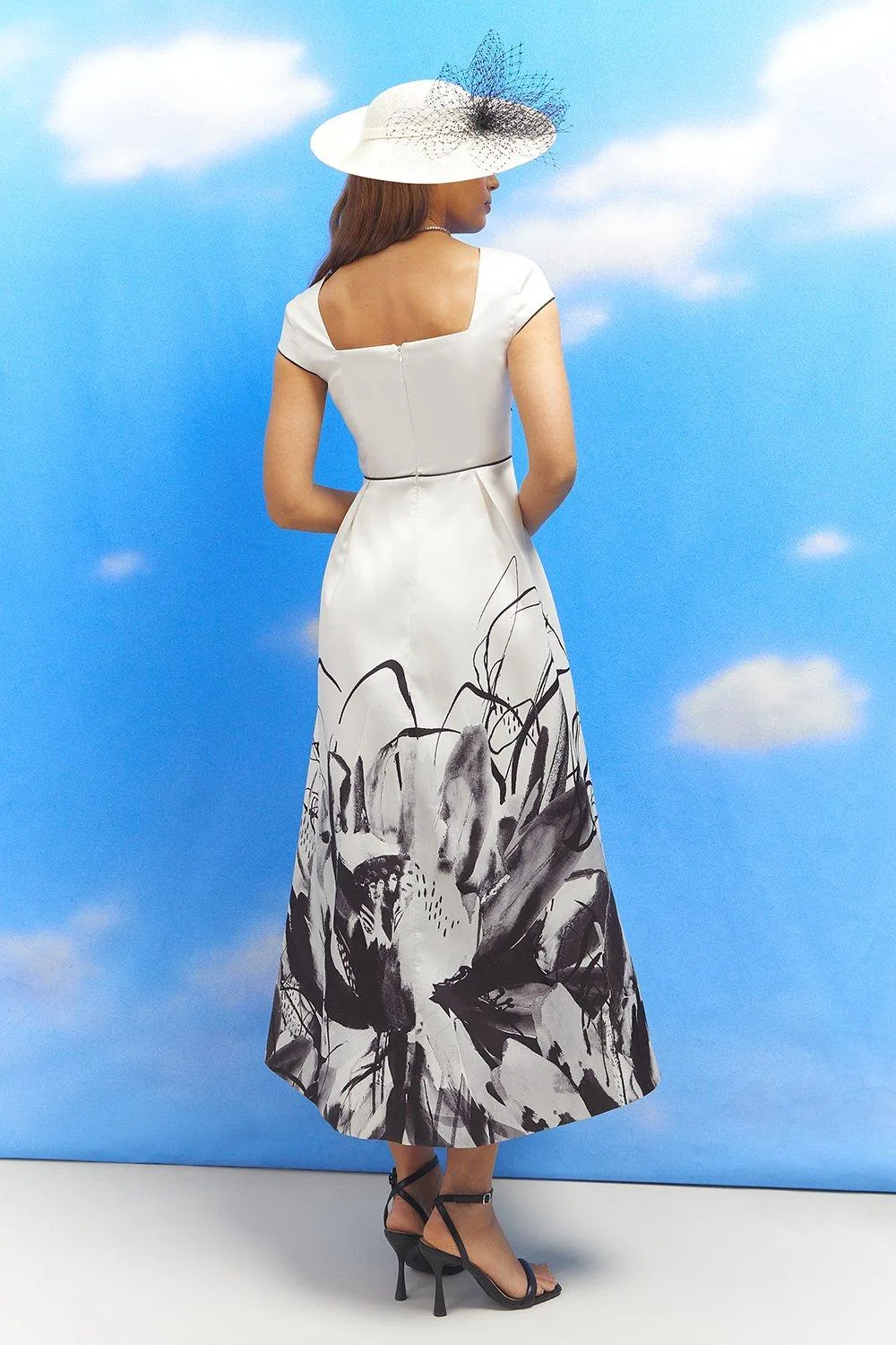 Lisa Tan Floral Placement Print Twill Midi Dress 4 Lisa Tan Floral Placement Print Twill Midi Dress