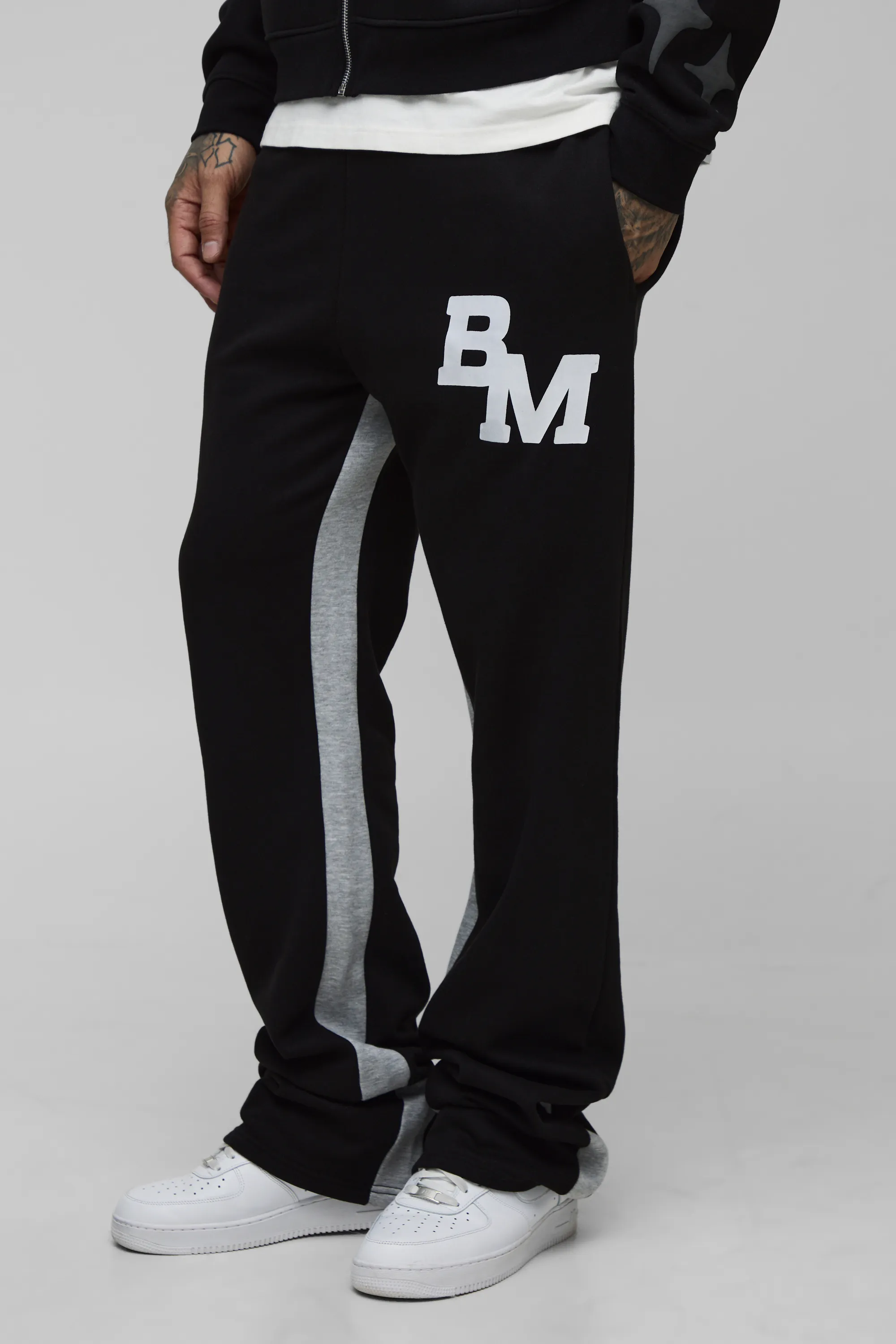 Tall Slim Stacked BM Print Gusset Joggers 1 Tall Slim Stacked BM Print Gusset Joggers