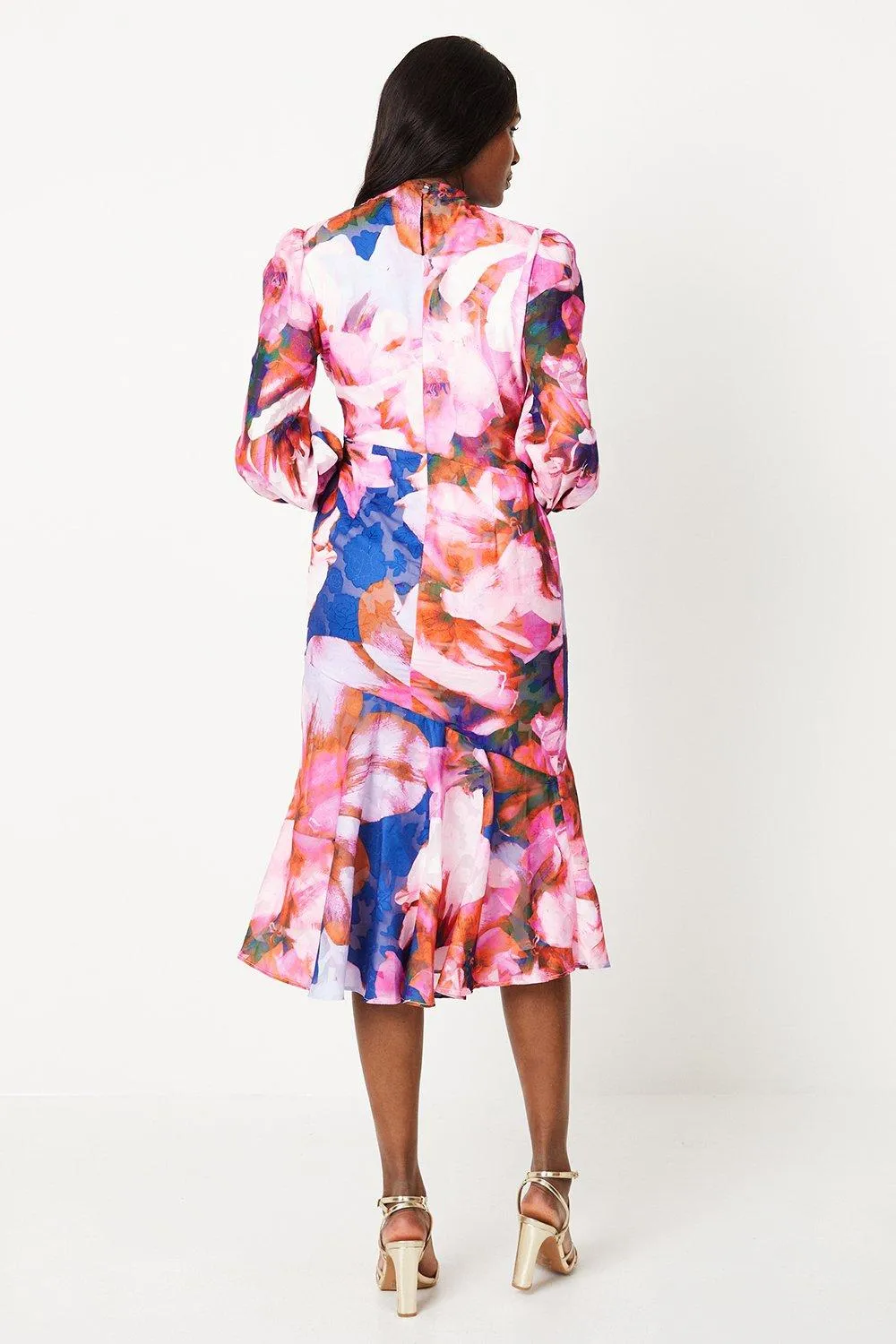 Floral Jacquard Midi Wedding Guest Dress 3 Floral Jacquard Midi Wedding Guest Dress