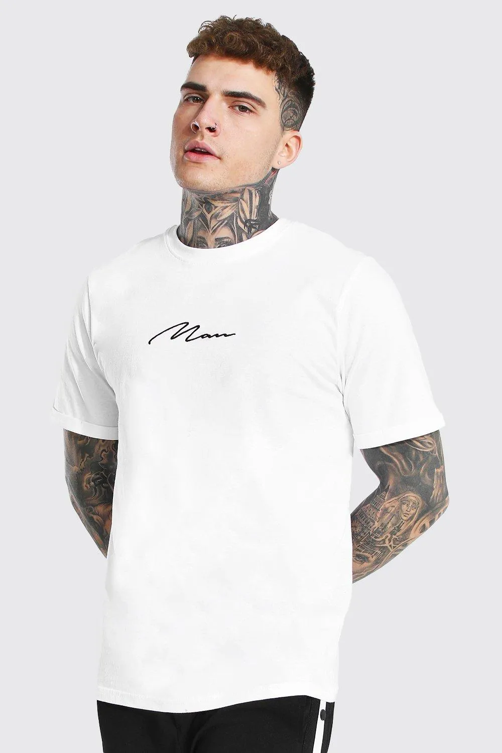 Man Signature Rolled Sleeve T-shirt