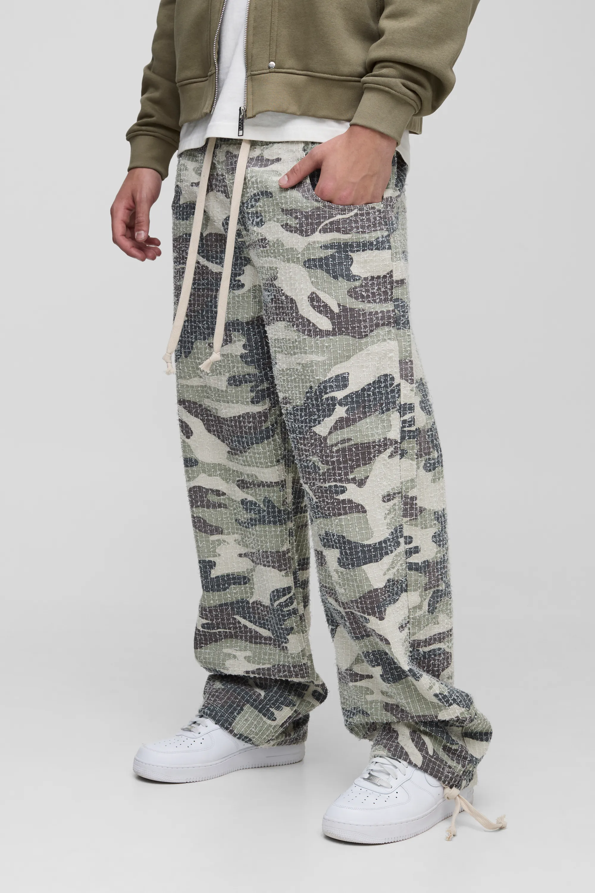 Relaxed Double Waistband Ripstop Distressed Camo Trousers 1 Relaxed Double Waistband Ripstop Distressed Camo Trousers