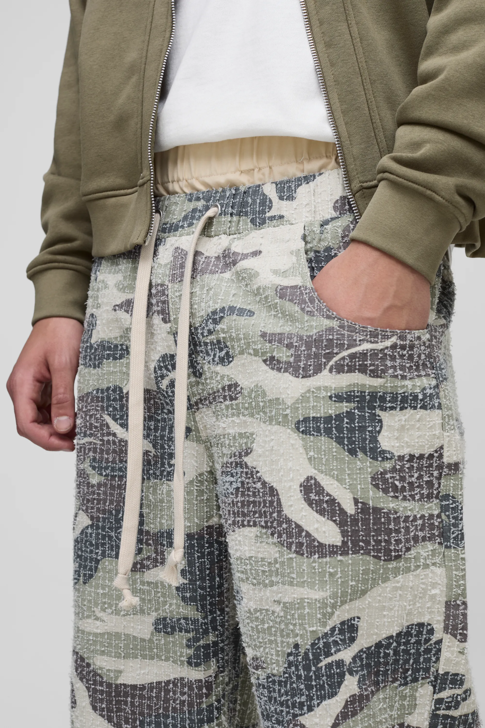 Relaxed Double Waistband Ripstop Distressed Camo Trousers 3 Relaxed Double Waistband Ripstop Distressed Camo Trousers