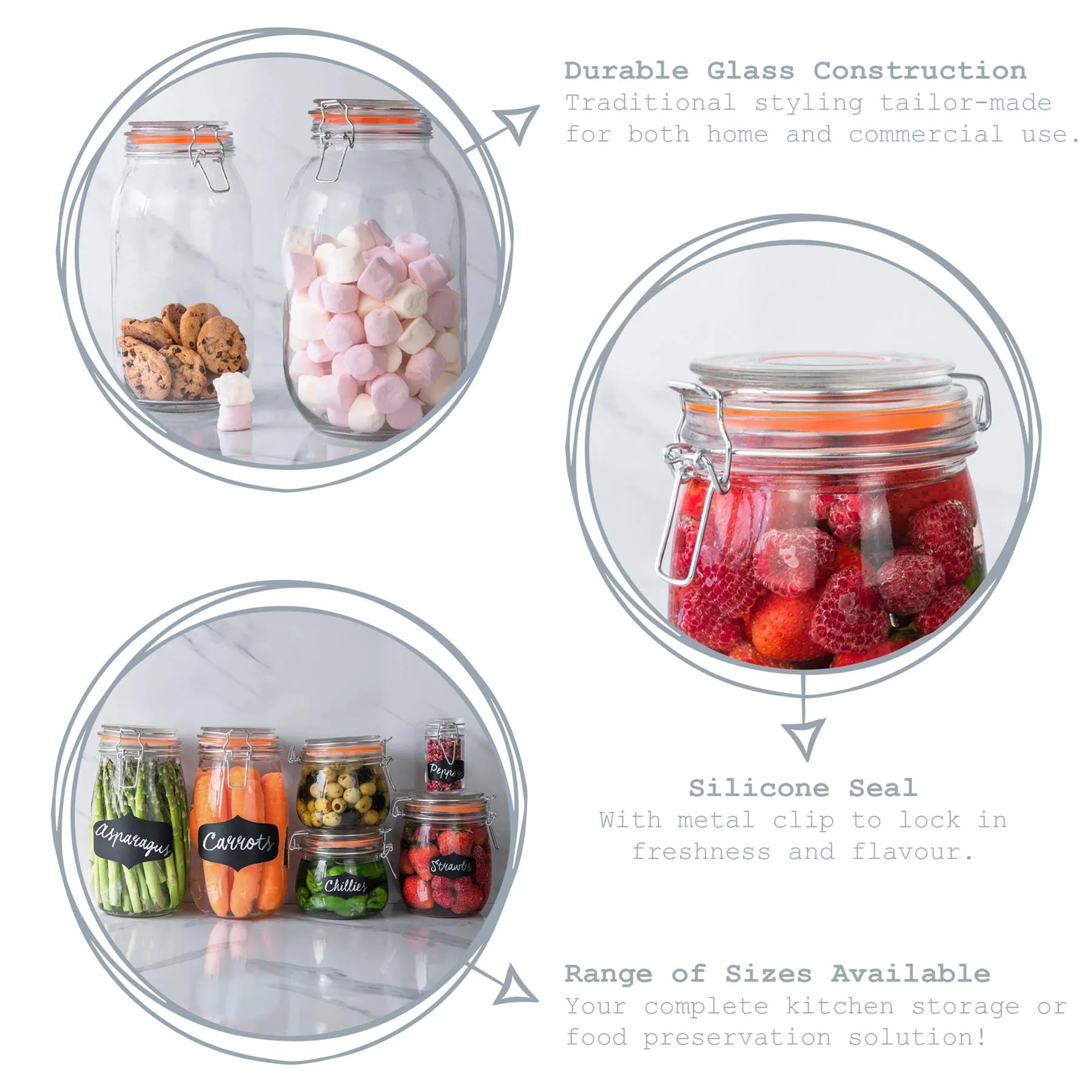 Glass Storage Jars - 125ml - Pack of 6 2 Glass Storage Jars - 125ml - Pack of 6
