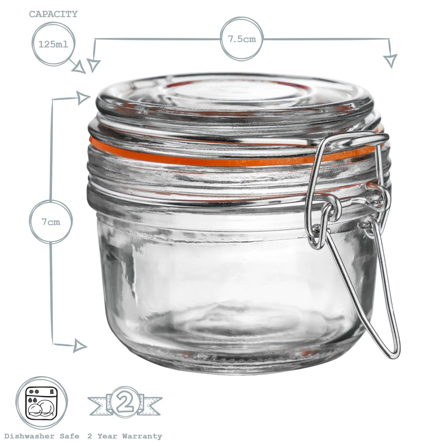 Glass Storage Jars - 125ml - Pack of 6 3 Glass Storage Jars - 125ml - Pack of 6