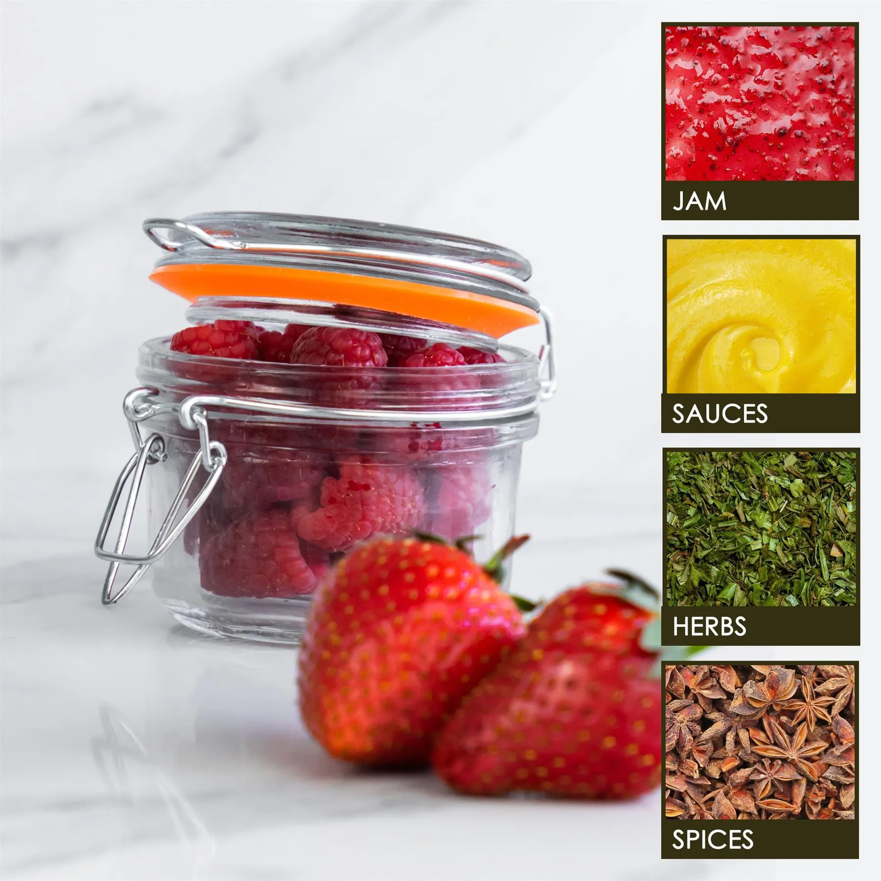 Glass Storage Jars - 125ml - Pack of 6 5 Glass Storage Jars - 125ml - Pack of 6