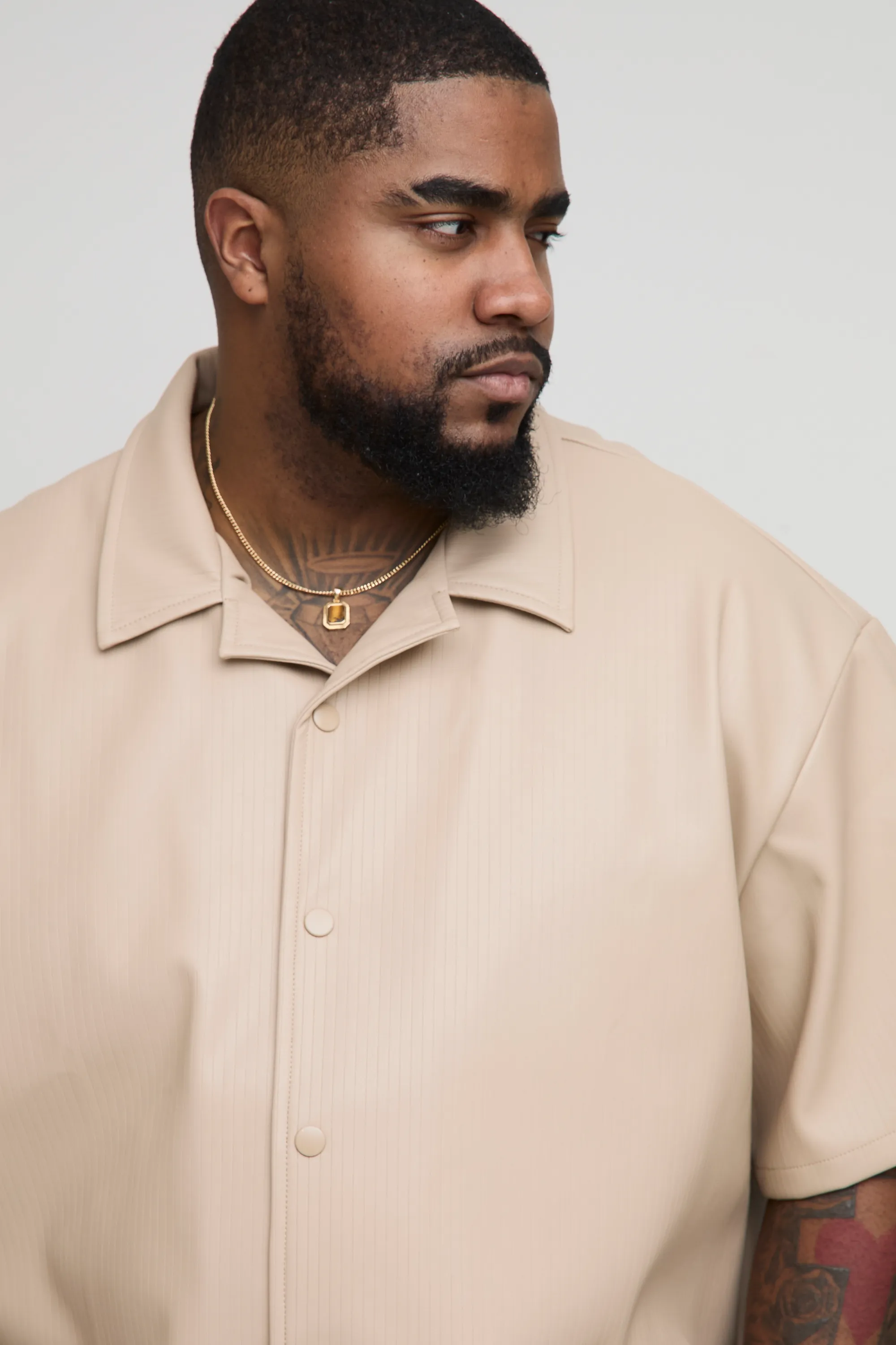 Plus Pleated PU Boxy Oversized Shirt 3 Plus Pleated PU Boxy Oversized Shirt