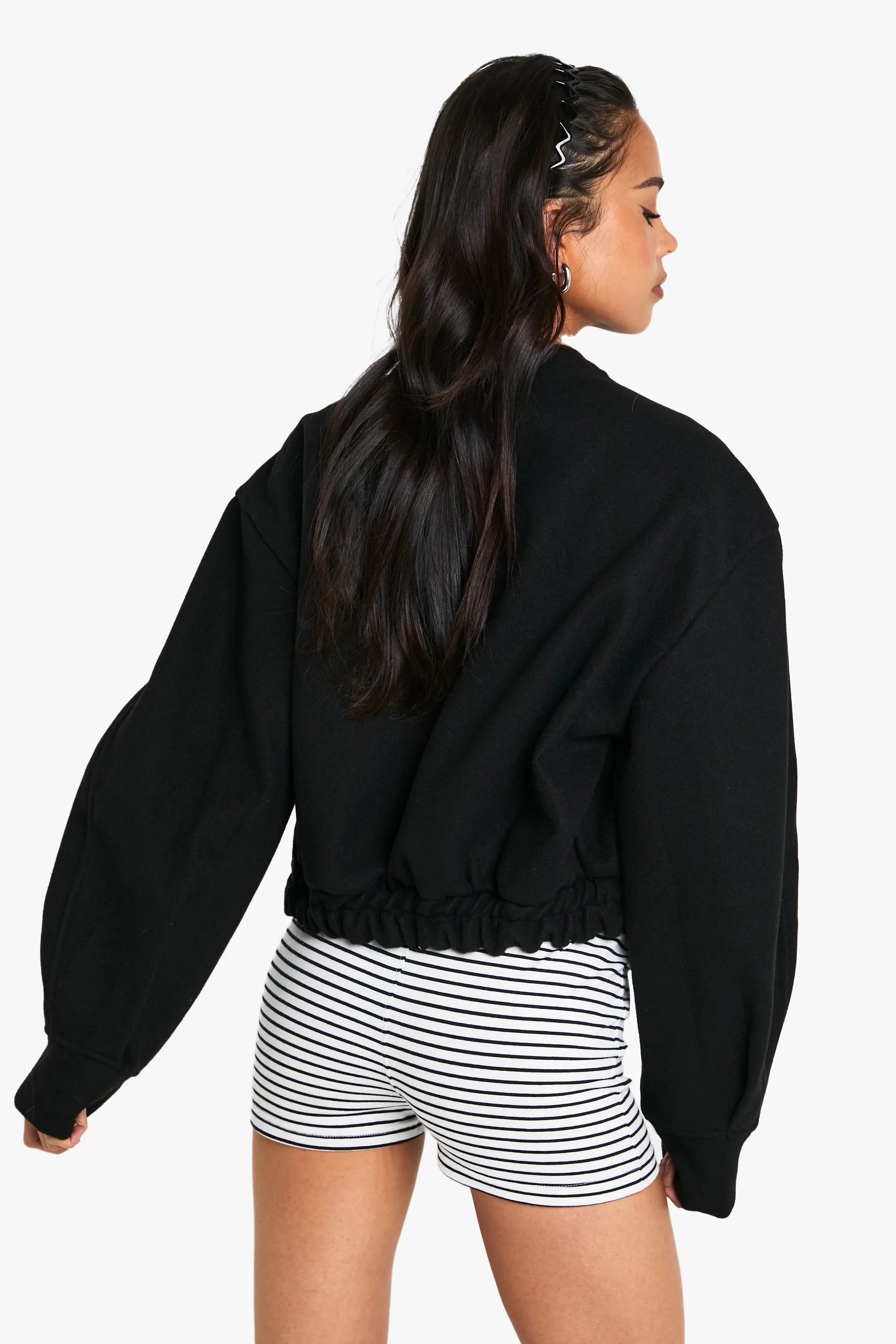 Wool Look Double Zip Bomber Jacket 2 Wool Look Double Zip Bomber Jacket