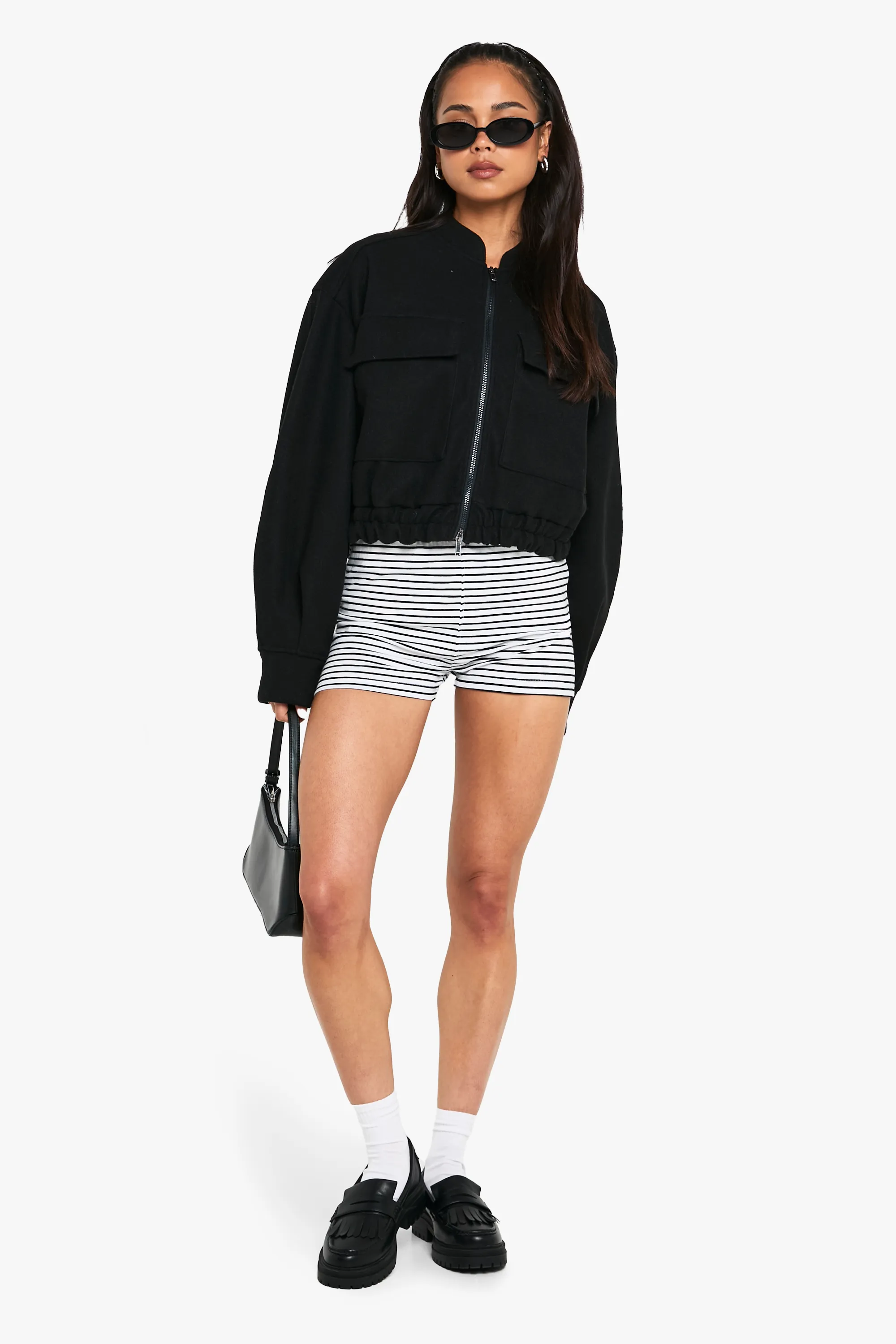 Wool Look Double Zip Bomber Jacket 3 Wool Look Double Zip Bomber Jacket