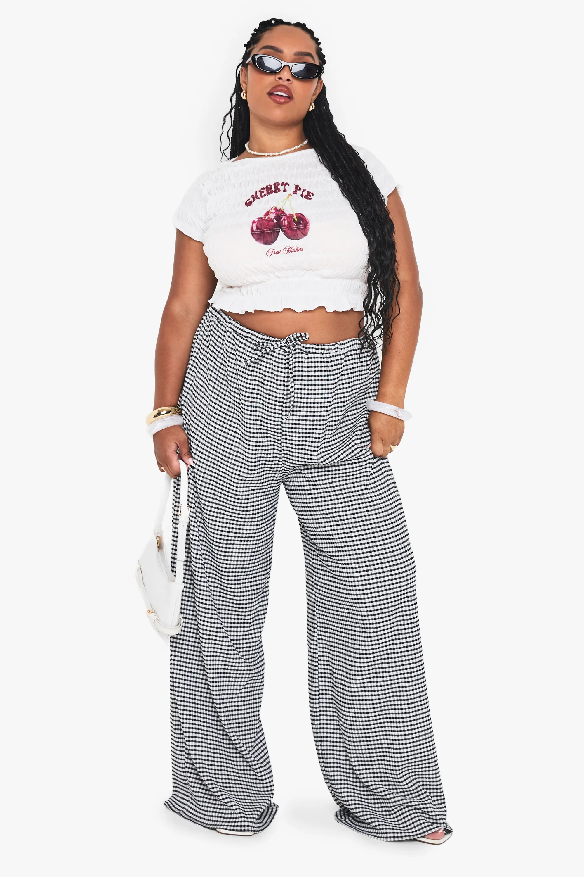 PLUS TIE FRONT GINGHAM TROUSER 1 PLUS TIE FRONT GINGHAM TROUSER
