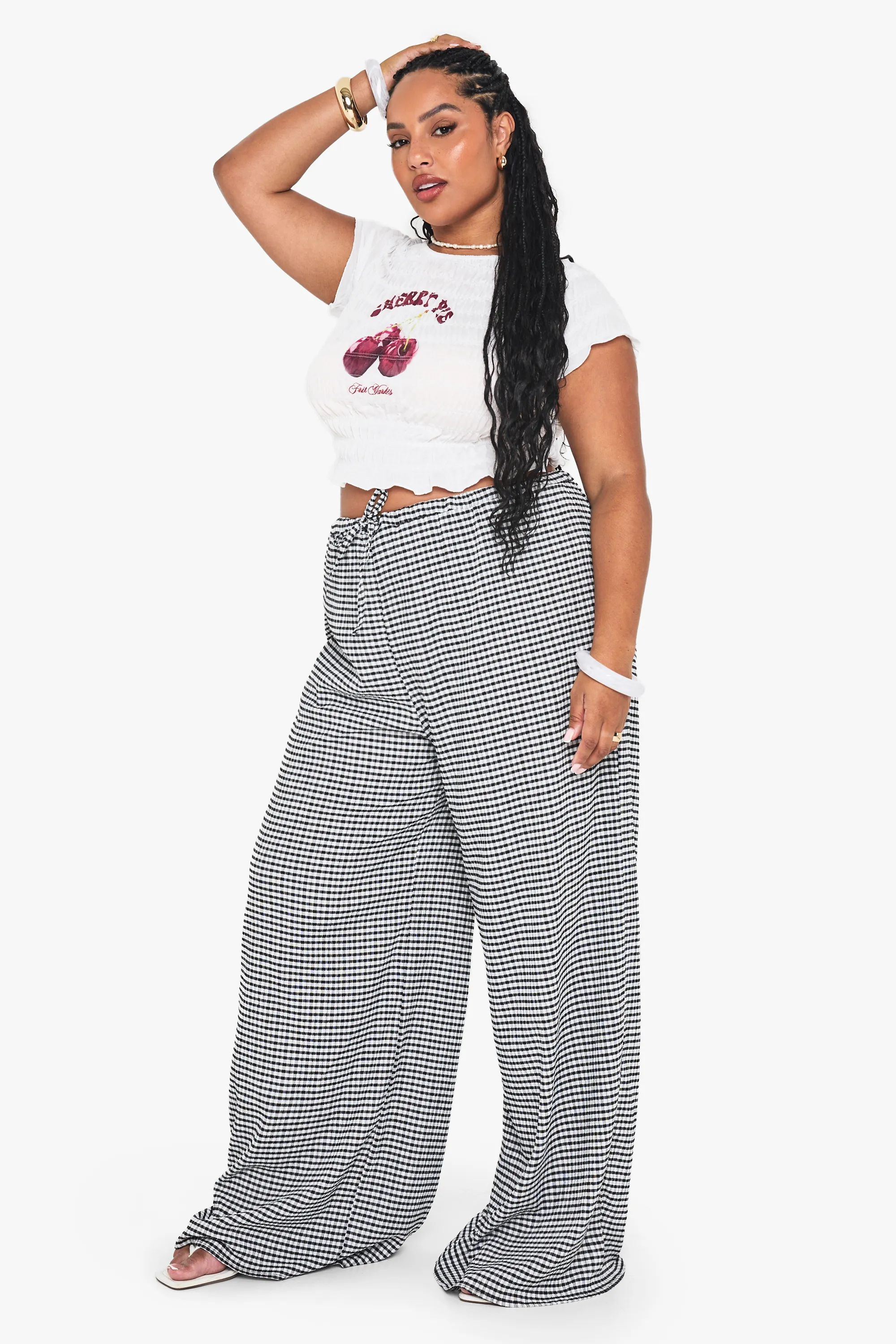 PLUS TIE FRONT GINGHAM TROUSER 3 PLUS TIE FRONT GINGHAM TROUSER