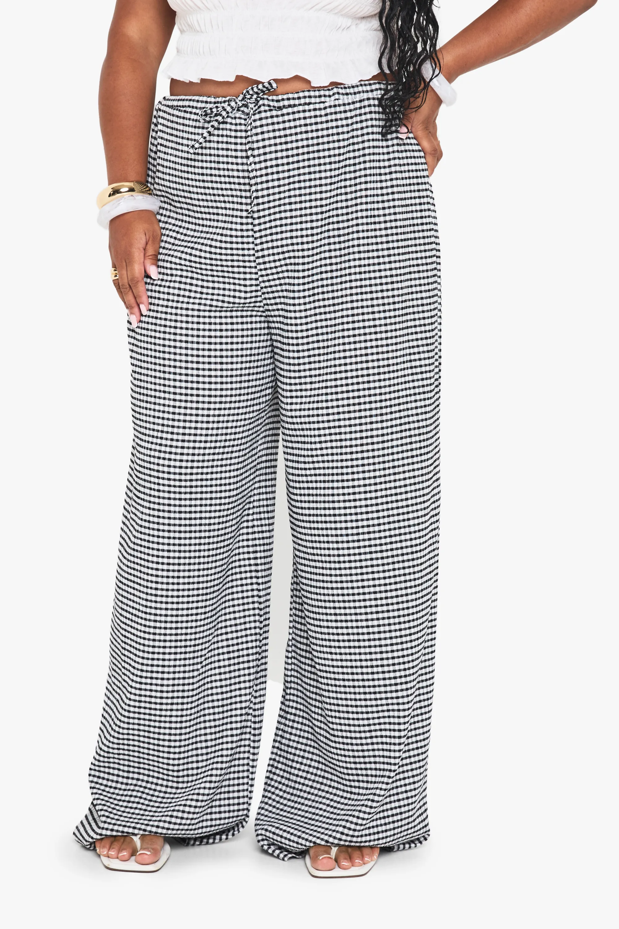 PLUS TIE FRONT GINGHAM TROUSER 4 PLUS TIE FRONT GINGHAM TROUSER