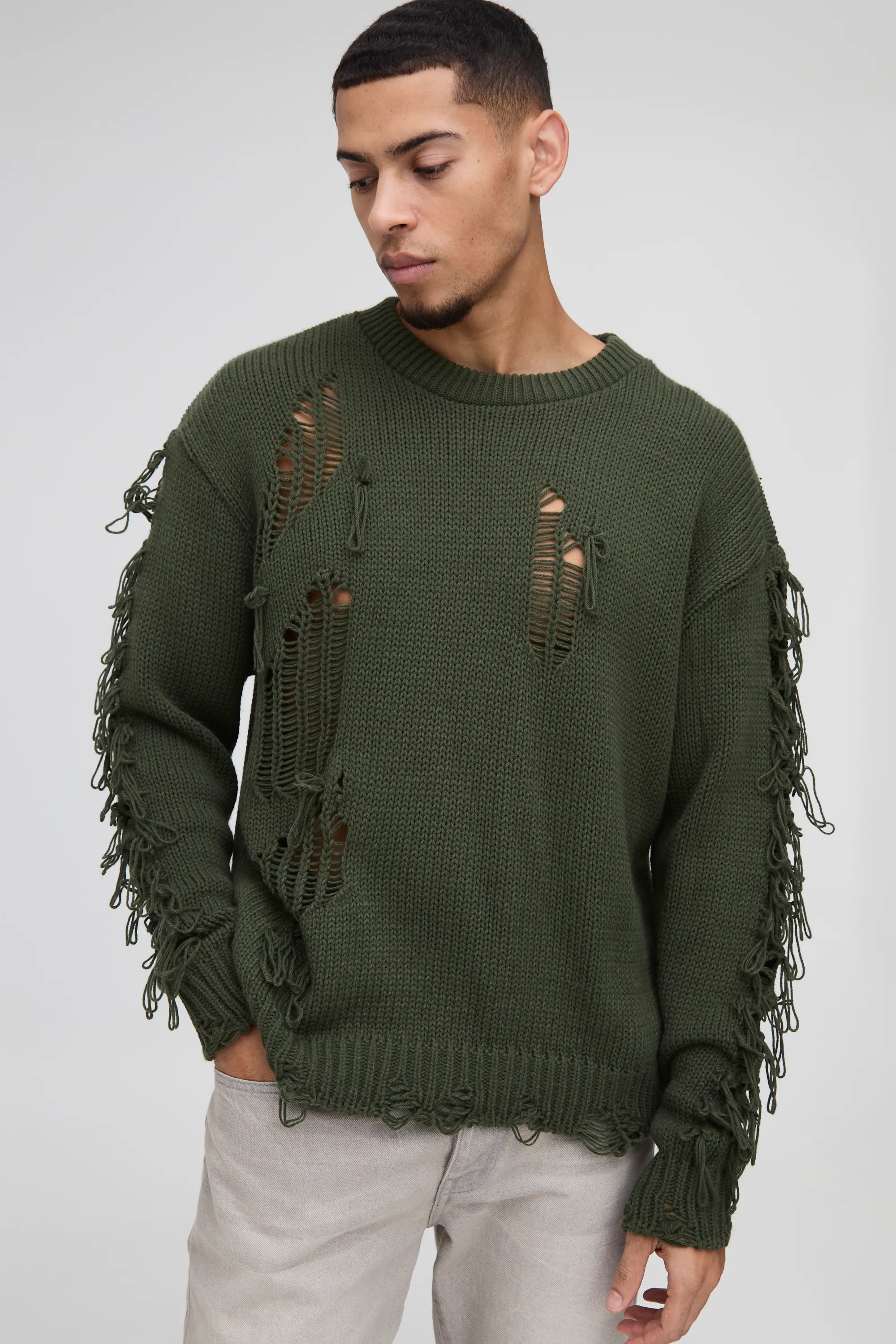 Oversized Boxy Distressed Textured Knitted Jumper 1 Oversized Boxy Distressed Textured Knitted Jumper