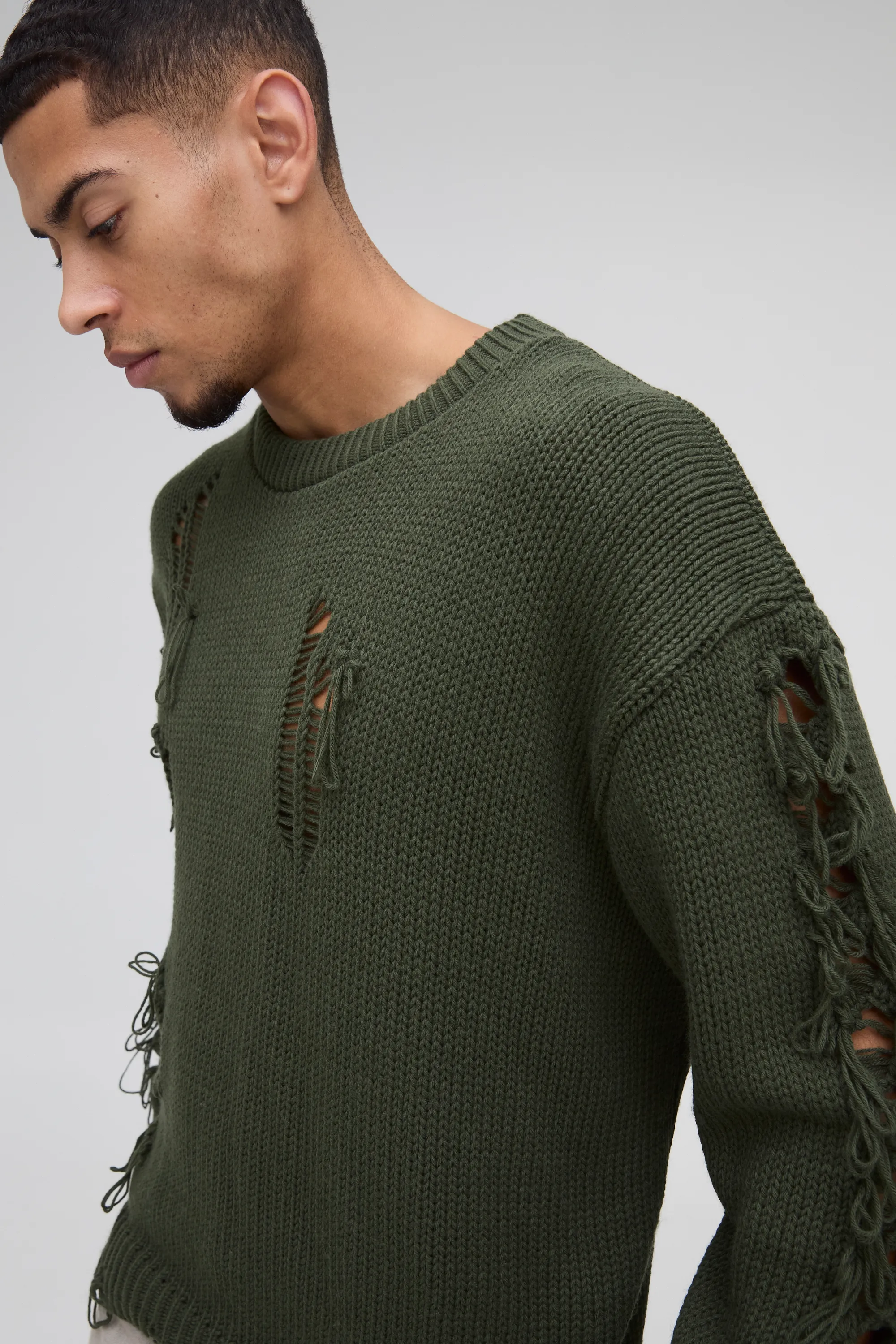 Oversized Boxy Distressed Textured Knitted Jumper 3 Oversized Boxy Distressed Textured Knitted Jumper