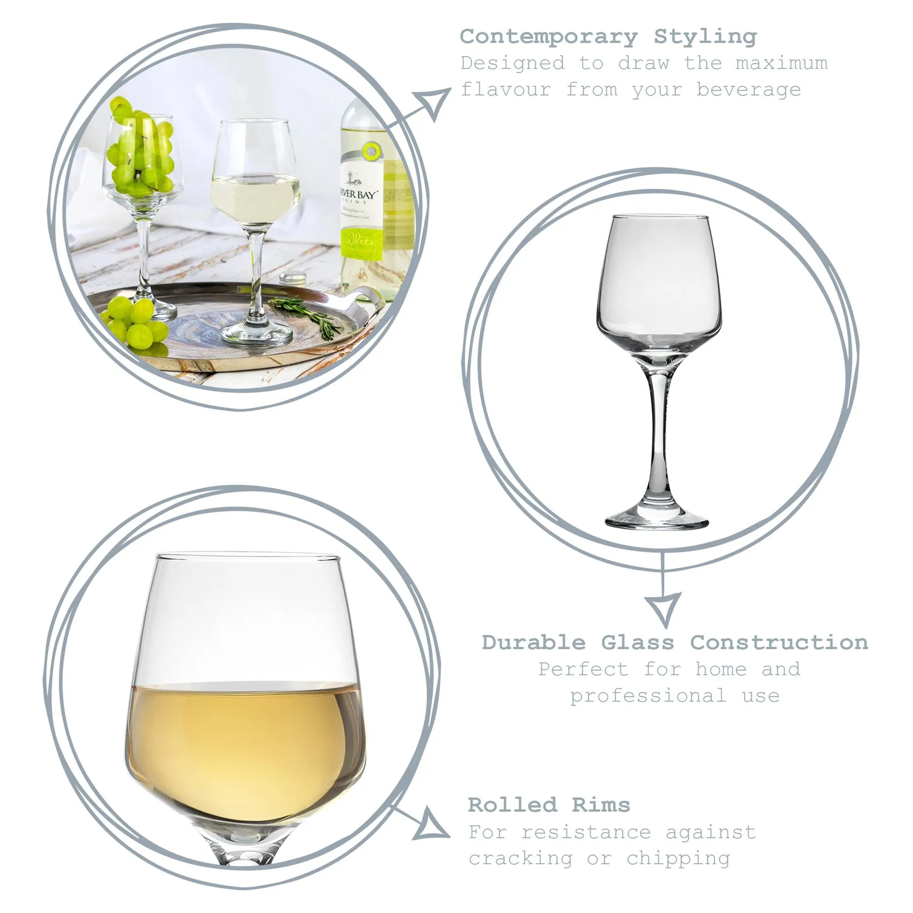 Lal White Wine Glasses - 295ml - Clear - Pack of 12 2 Lal White Wine Glasses - 295ml - Clear - Pack of 12