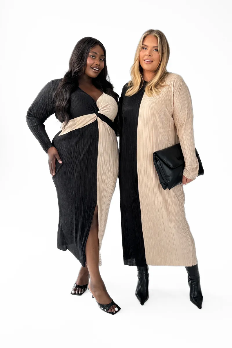 Curve Twist Front Colour Block Midi Dress 4 Curve Twist Front Colour Block Midi Dress