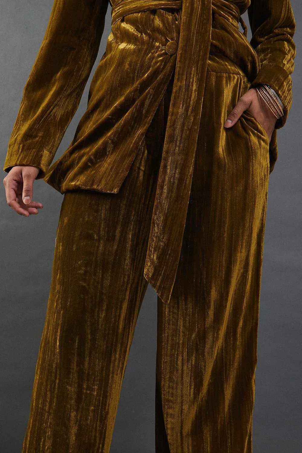 Crushed Velvet High Waisted Tailored Trouser 2 Crushed Velvet High Waisted Tailored Trouser