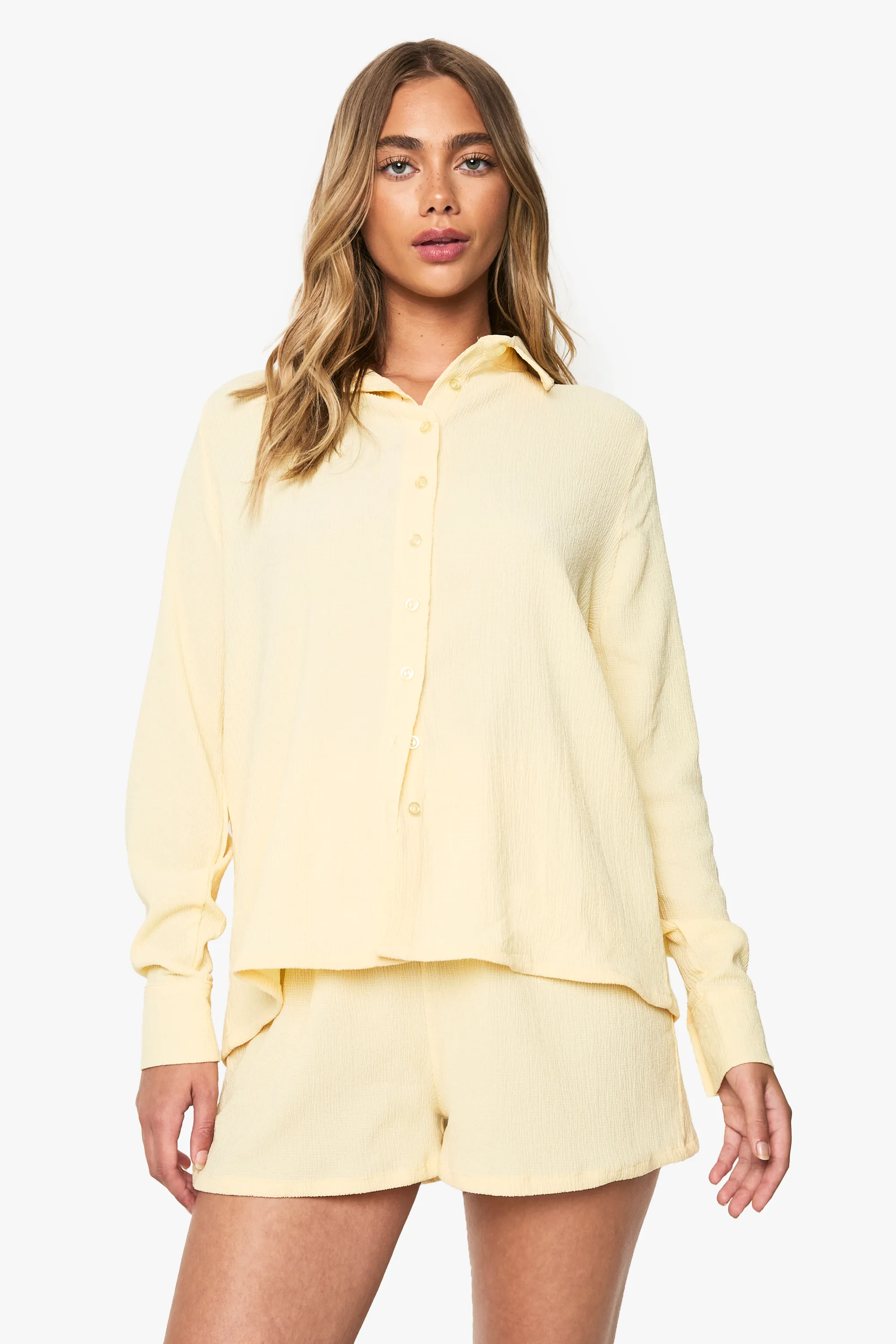 Crinkle Button Through Shirt & Short Co-ord