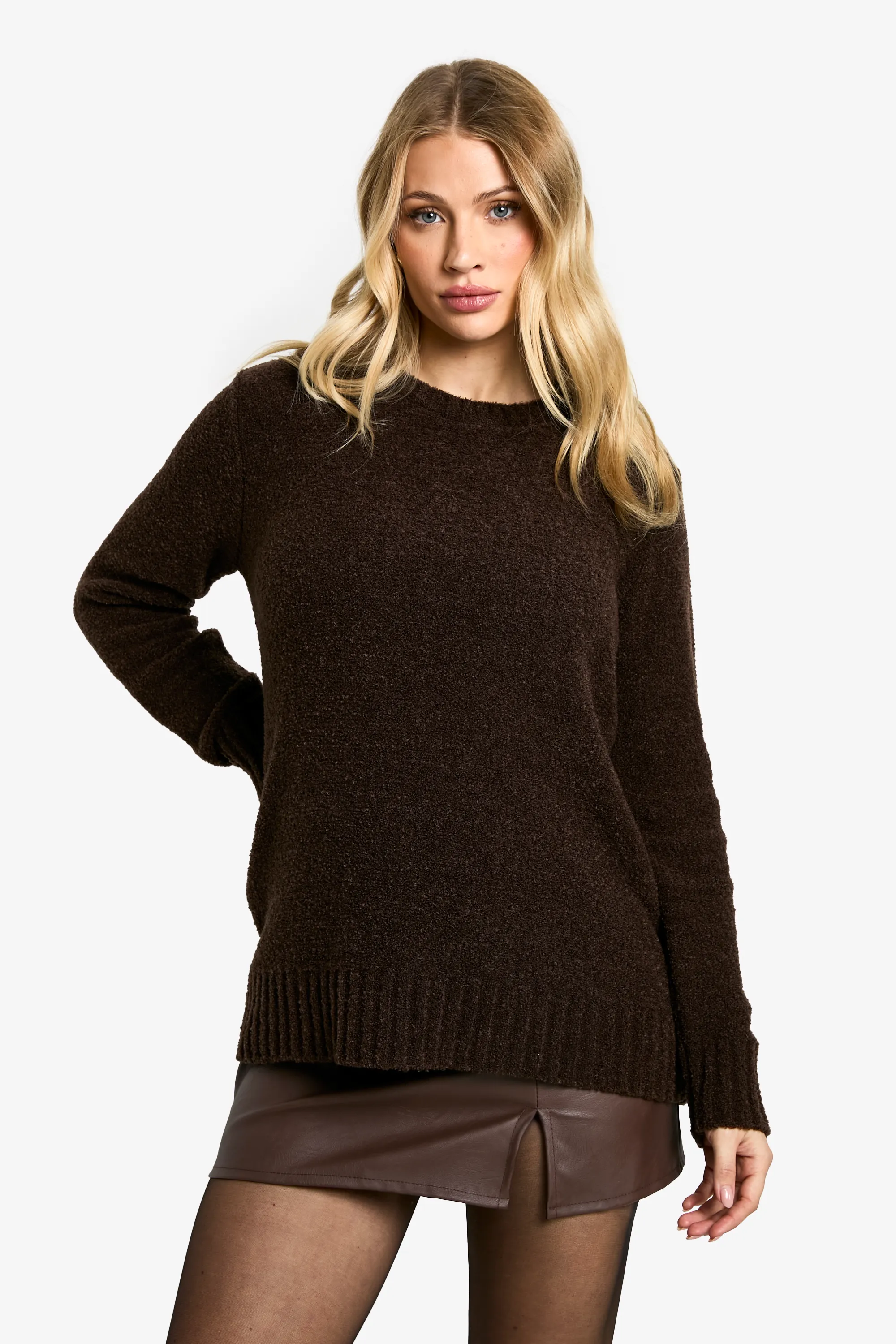 Maternity Boucle Knit Crew Neck Jumper 1 Maternity Boucle Knit Crew Neck Jumper