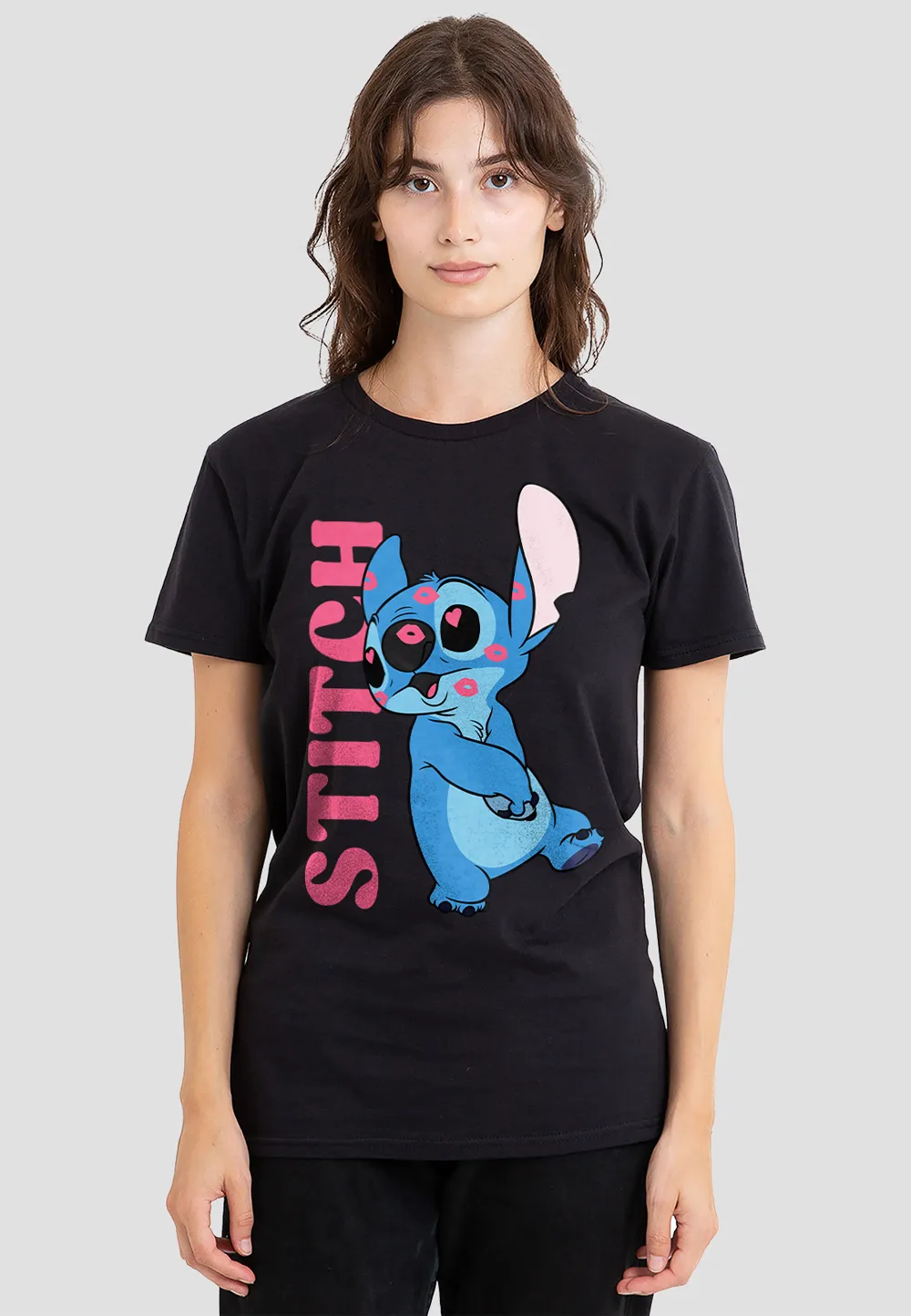Lilo Stitch Covered in Kisses T-Shirt, Black 1 Lilo Stitch Covered in Kisses T-Shirt, Black