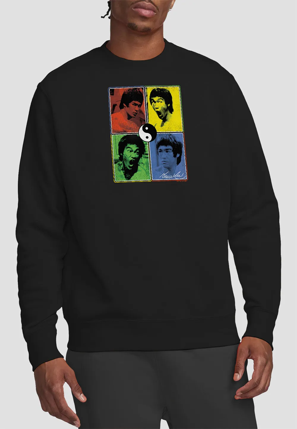 Bruce Lee Enter Color Block Sweatshirt, Black