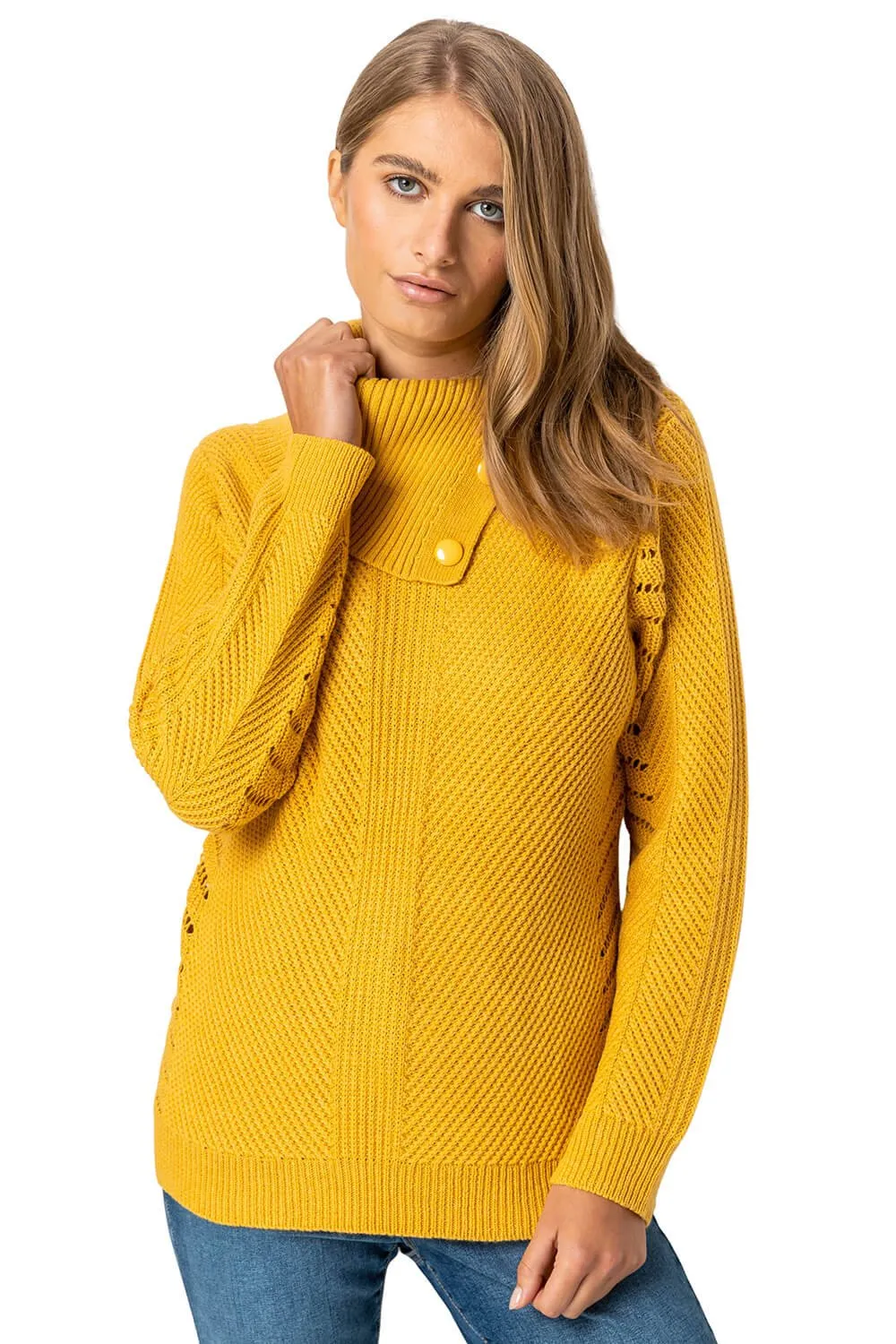 Pointelle Sleeve Cowl Neck Jumper 1 Pointelle Sleeve Cowl Neck Jumper