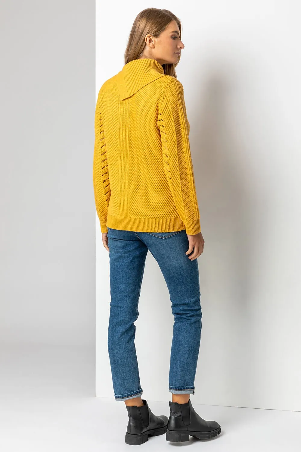 Pointelle Sleeve Cowl Neck Jumper 3 Pointelle Sleeve Cowl Neck Jumper
