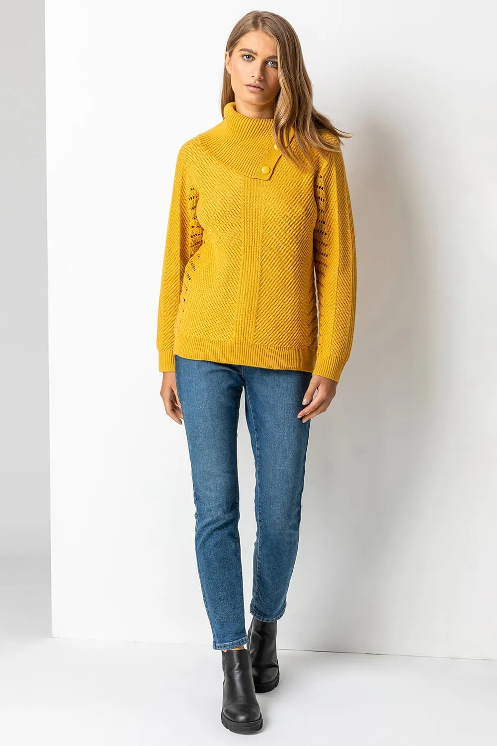 Pointelle Sleeve Cowl Neck Jumper 4 Pointelle Sleeve Cowl Neck Jumper