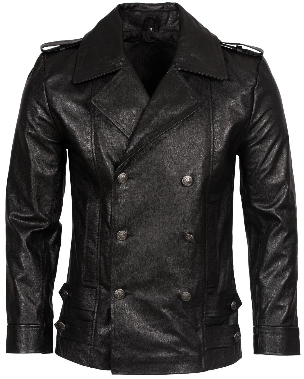 Cowhide Leather Peacoat-Leiden