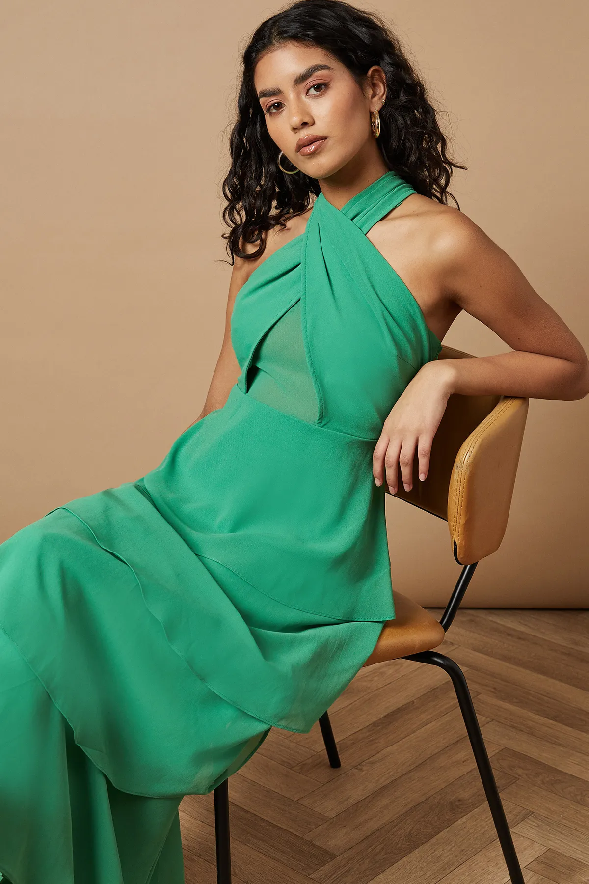 Petite Halter Neck Cutout Tiered Maxi Dress 2 Petite Halter Neck Cutout Tiered Maxi Dress