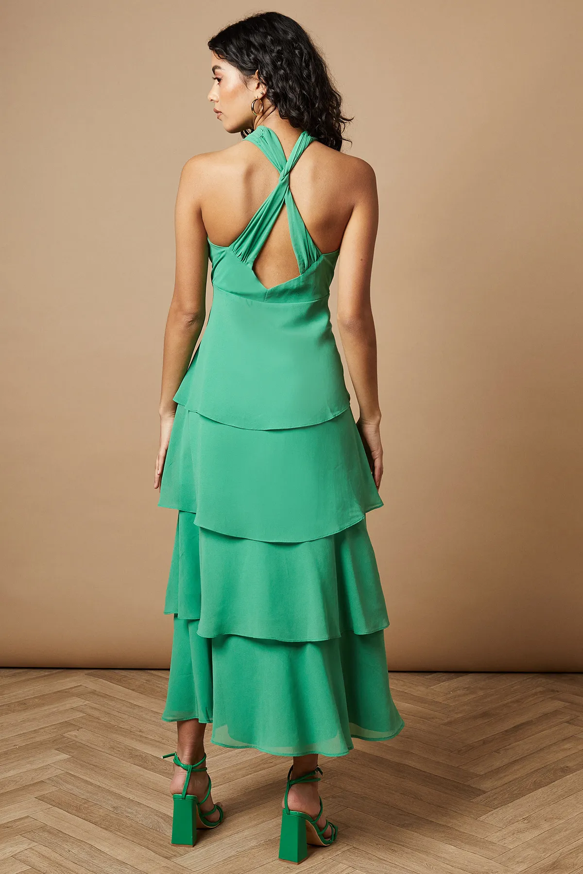 Petite Halter Neck Cutout Tiered Maxi Dress 3 Petite Halter Neck Cutout Tiered Maxi Dress