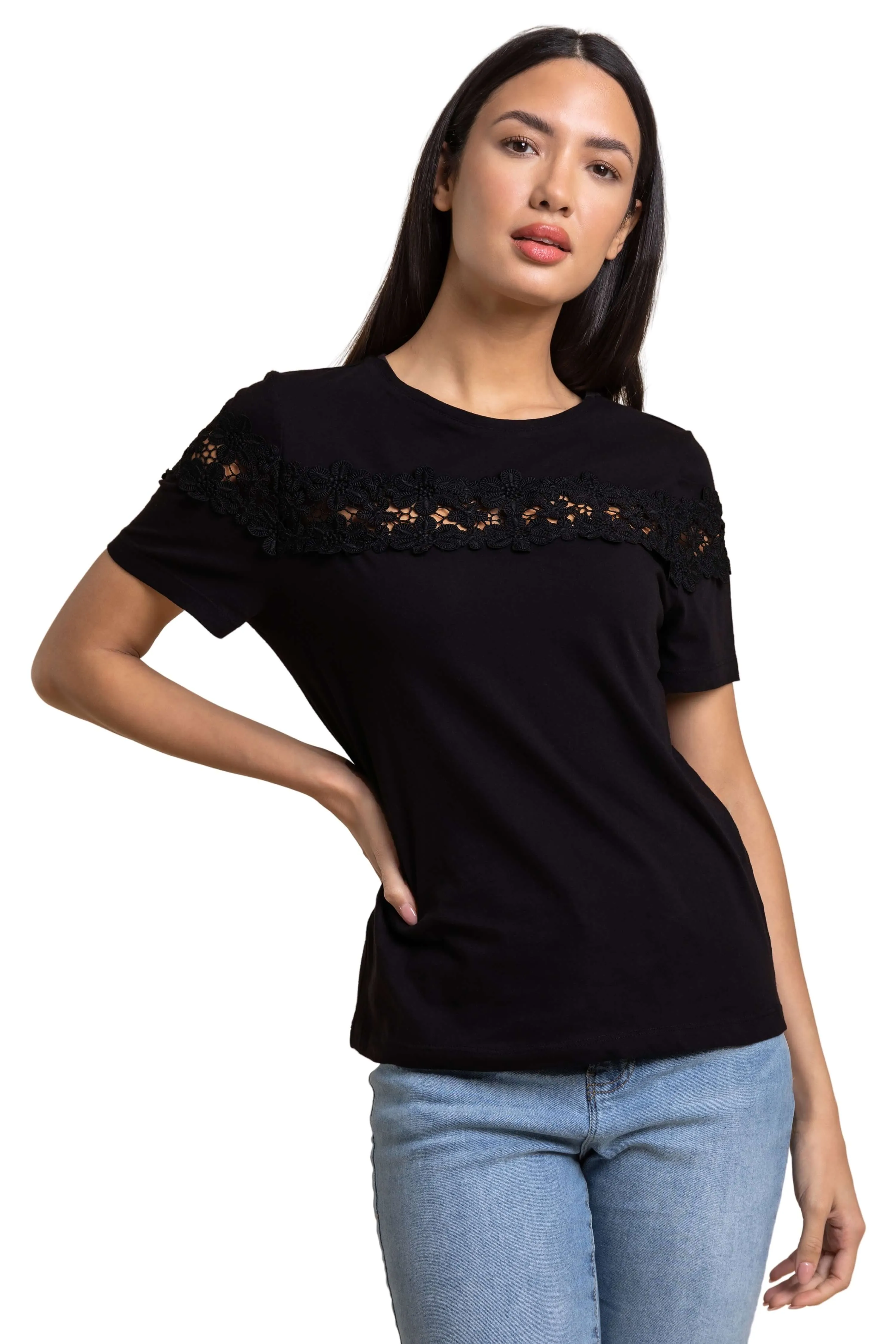 Lace Detail Jersey T-Shirt 1 Lace Detail Jersey T-Shirt