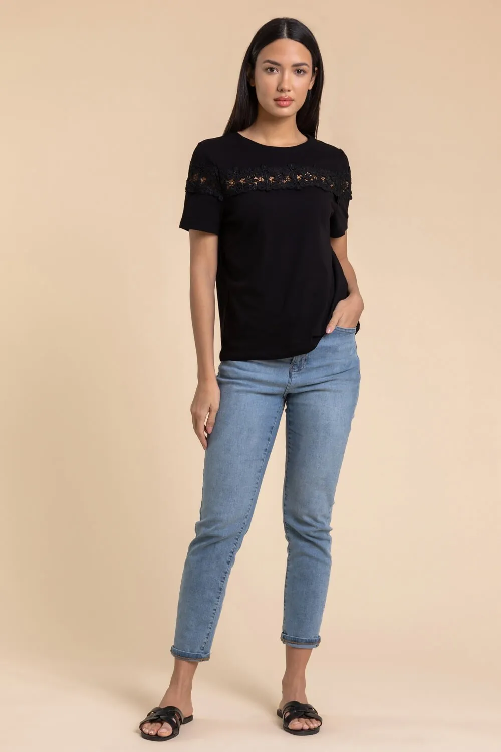 Lace Detail Jersey T-Shirt 3 Lace Detail Jersey T-Shirt
