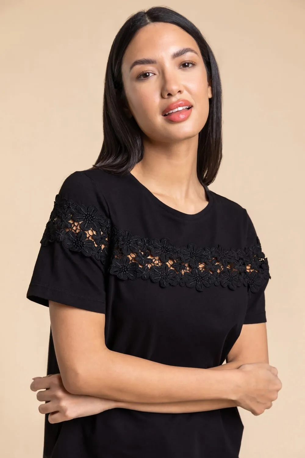 Lace Detail Jersey T-Shirt 4 Lace Detail Jersey T-Shirt