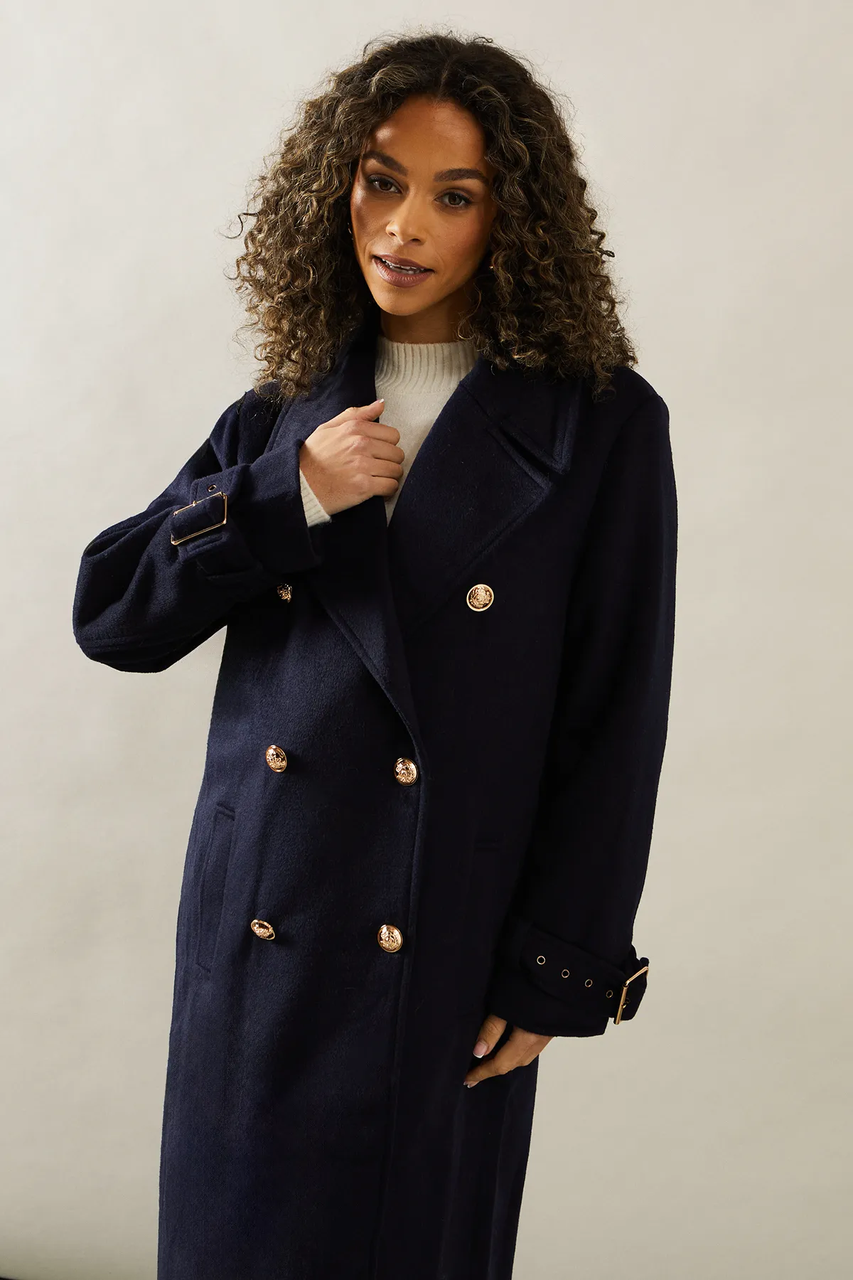Buckle Detail Double Breasted Coat 2 Buckle Detail Double Breasted Coat