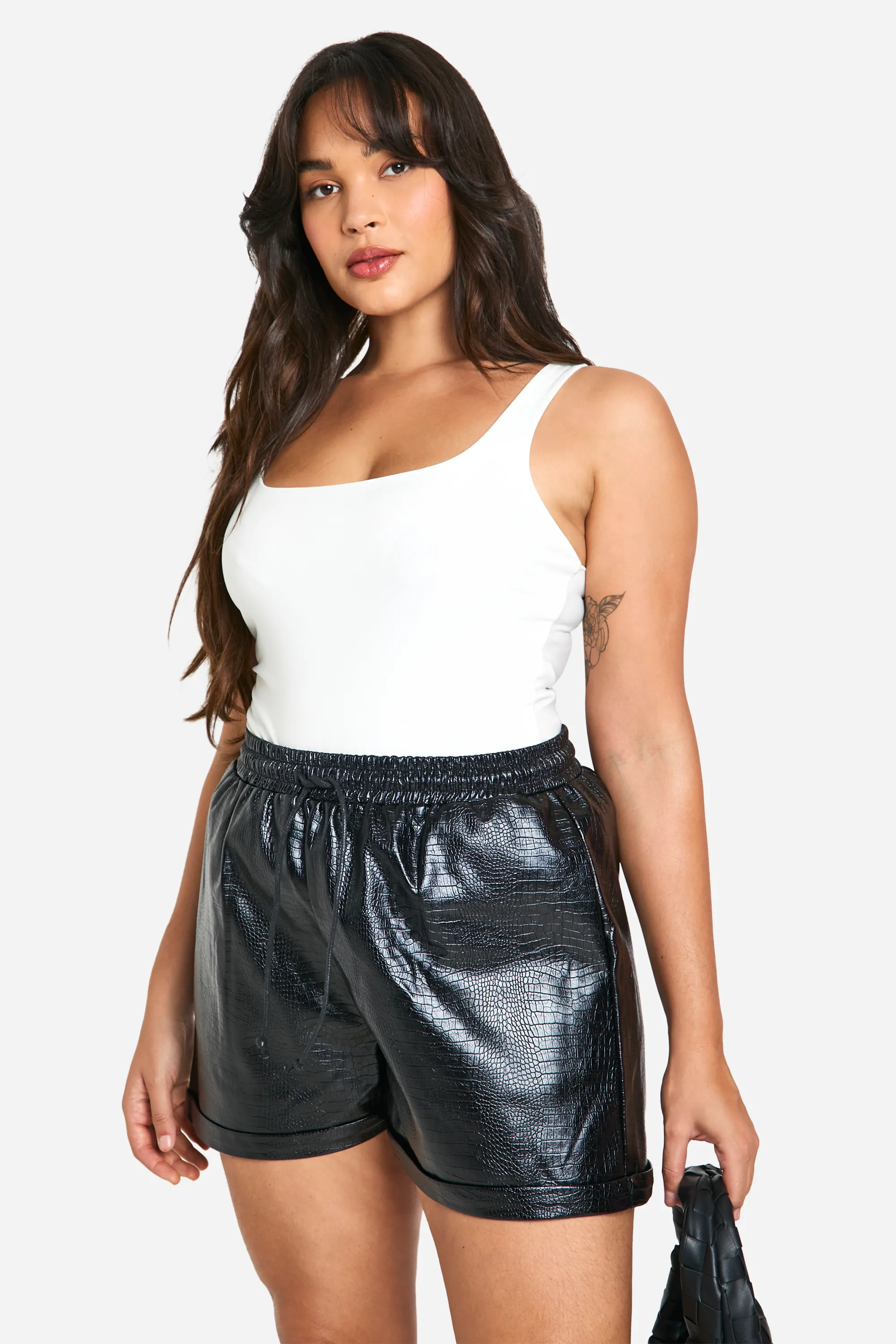 Plus Croc Pu Draw Cord Boxer Short 1 Plus Croc Pu Draw Cord Boxer Short