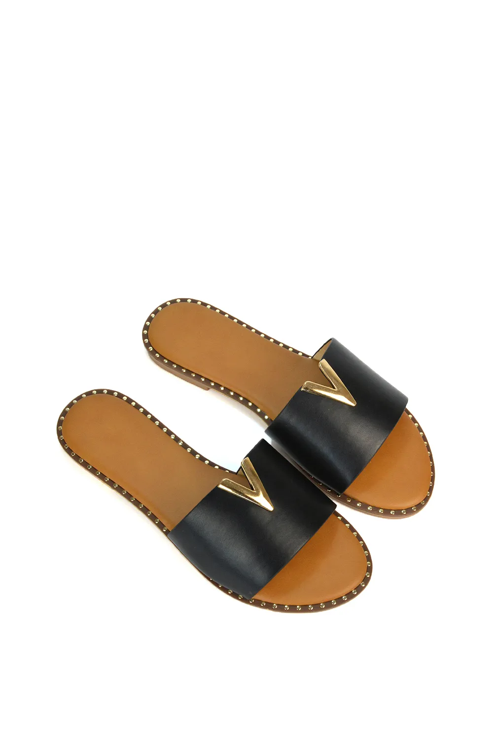'Rorie' Slip On Cut Out Flat Sandal Sliders 4 'Rorie' Slip On Cut Out Flat Sandal Sliders