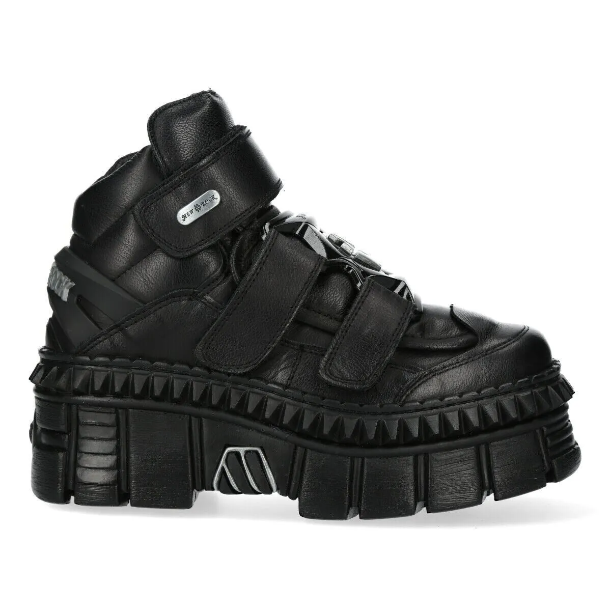 New Rock Metallic Ankle Leather Boots-WALL285-S3