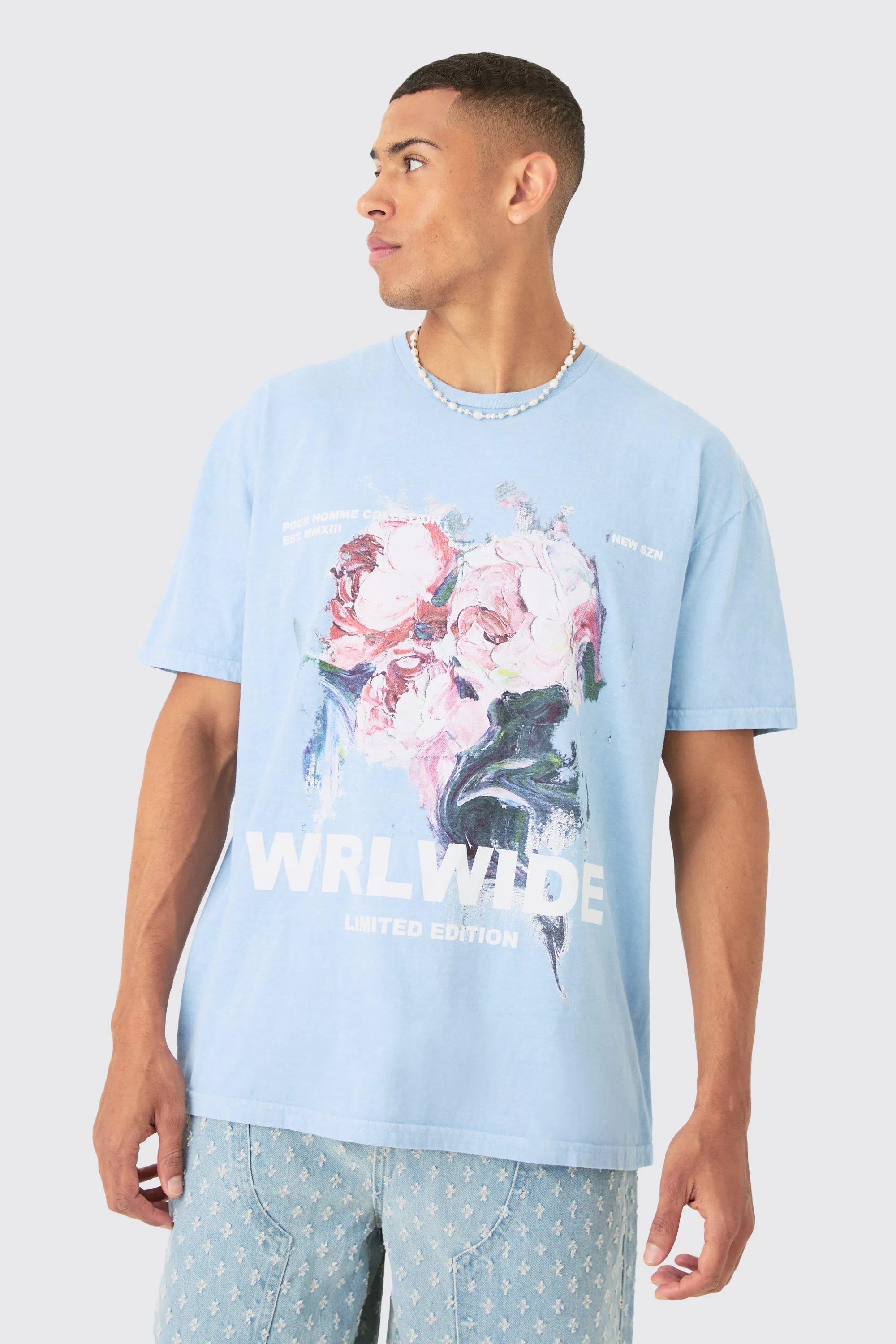 Oversized Painted Floral Print T-shirt 1 Oversized Painted Floral Print T-shirt