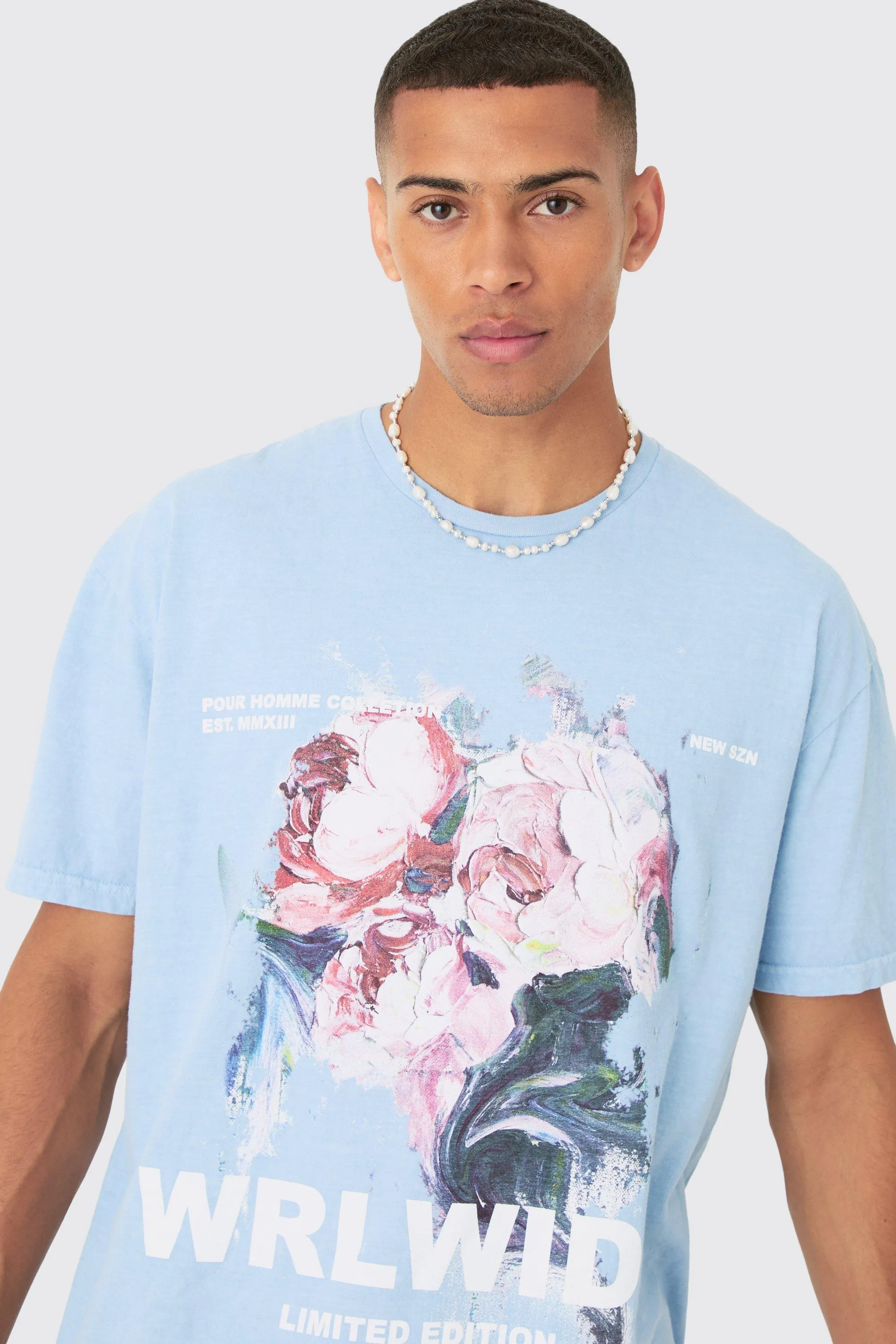 Oversized Painted Floral Print T-shirt 3 Oversized Painted Floral Print T-shirt