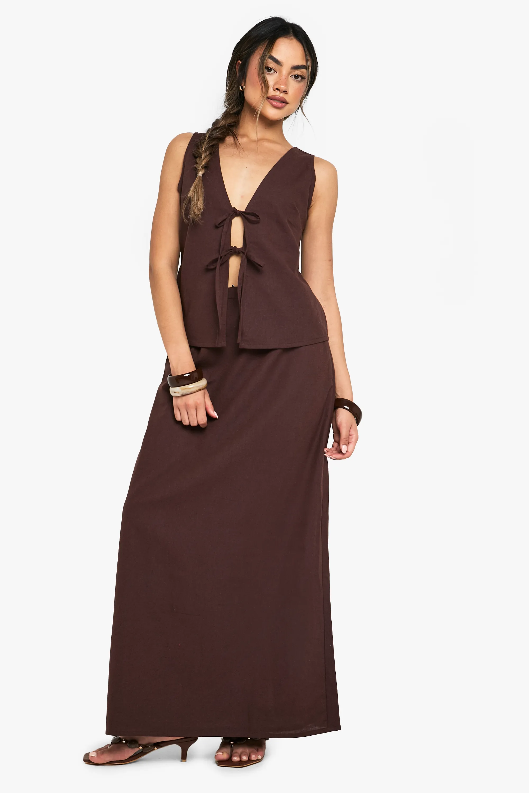 Linen Tie Front Waistcoat 3 Linen Tie Front Waistcoat