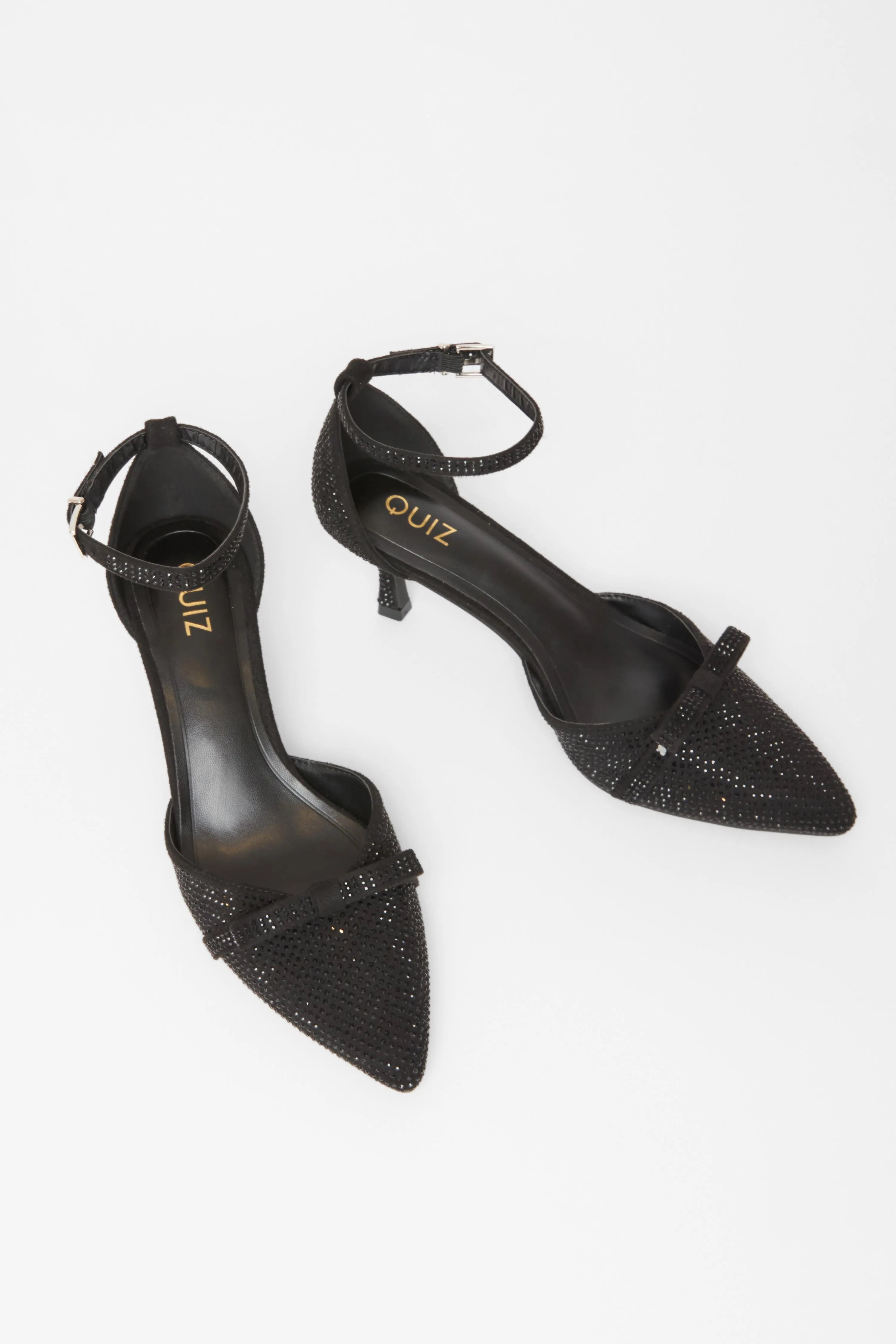 Black Diamante Low Court Heels 2 Black Diamante Low Court Heels